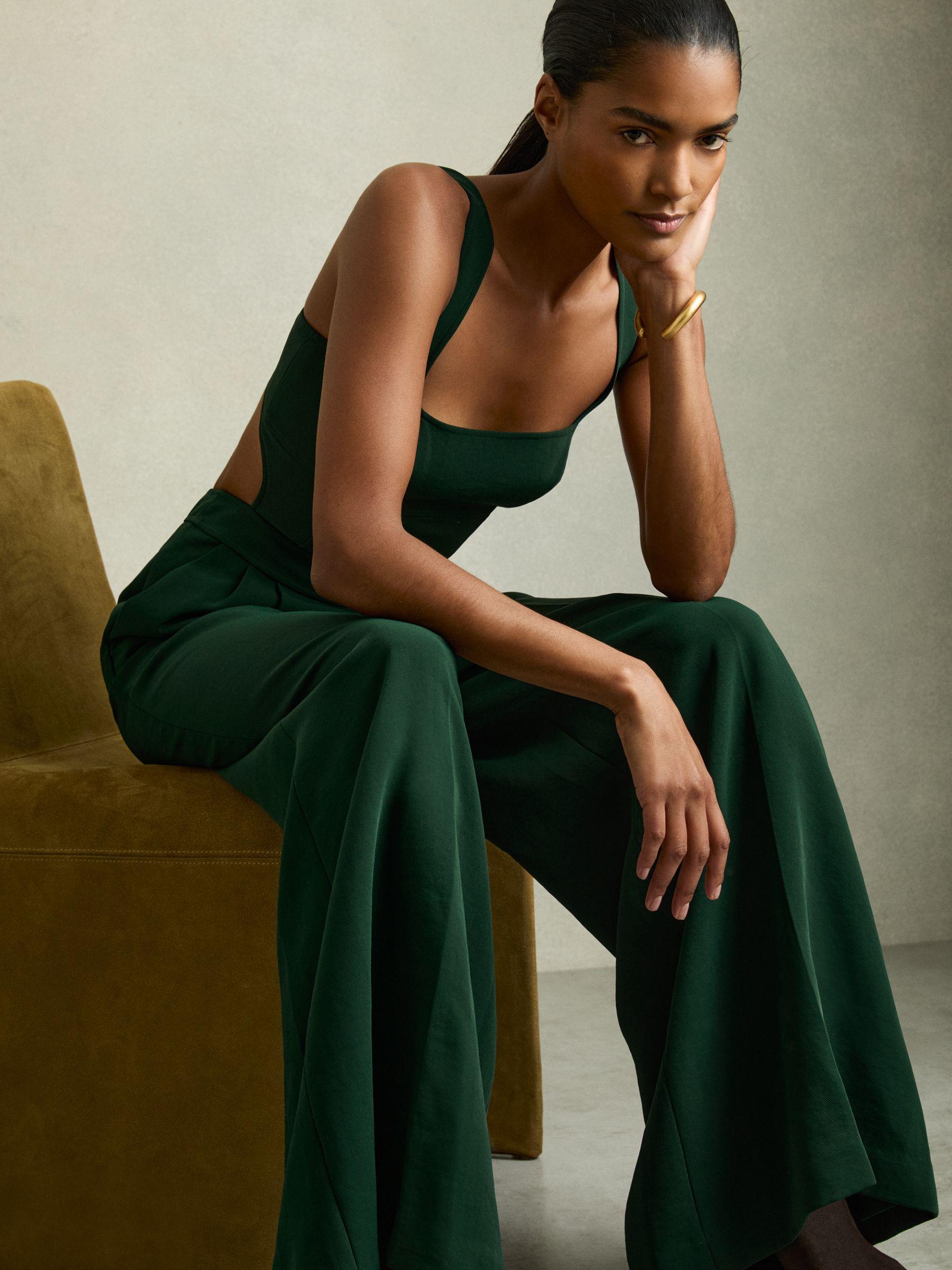 Wide-Leg Cut-Out Jumpsuit in Green Product Image