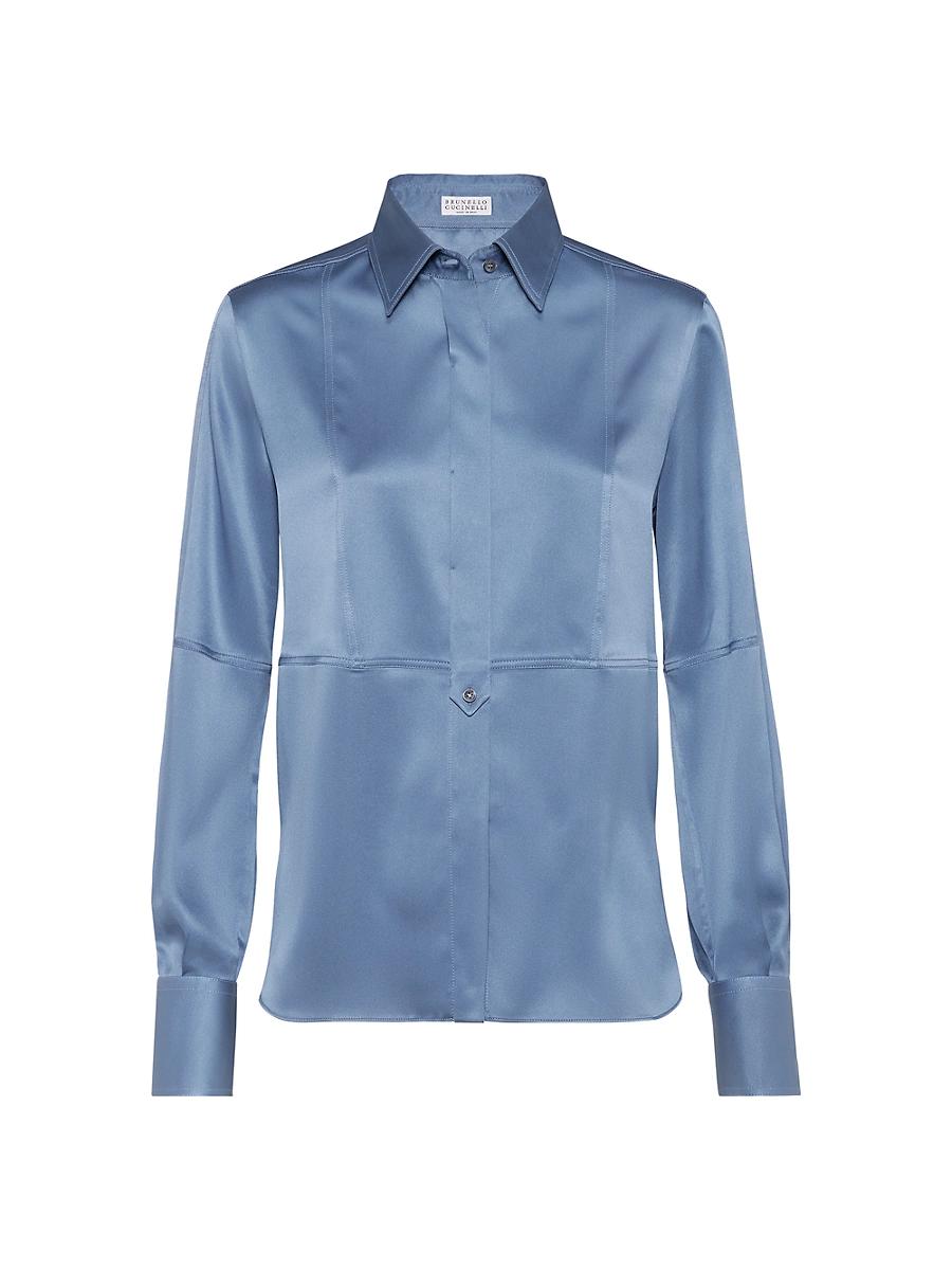 Womens Stretch Silk Satin Shirt Product Image