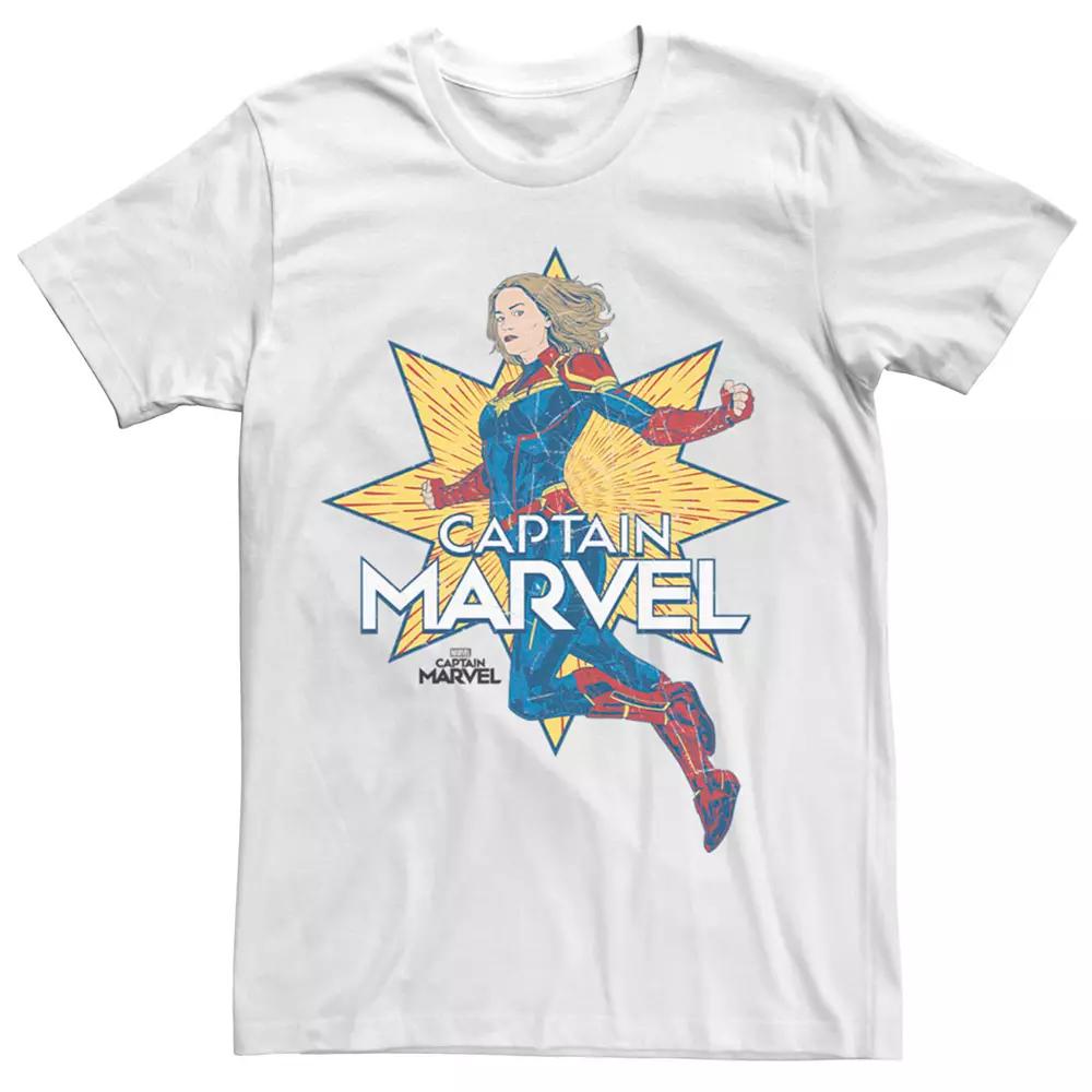 Men's Marvel Captain Marvel Star Burst Cartoon Tee, Size: 3XL, White Product Image