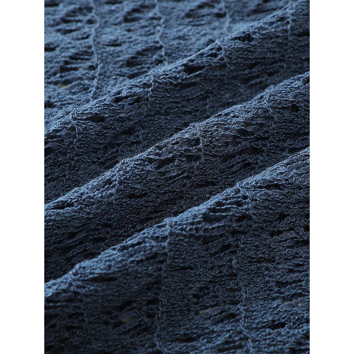 Plus Size Solid Eyelet Ties Front Bell Sleeve Cardigan Indigo Women Casual Loose Long Sleeve Dailywear Cardigans BloomChic 14-16/1X Product Image