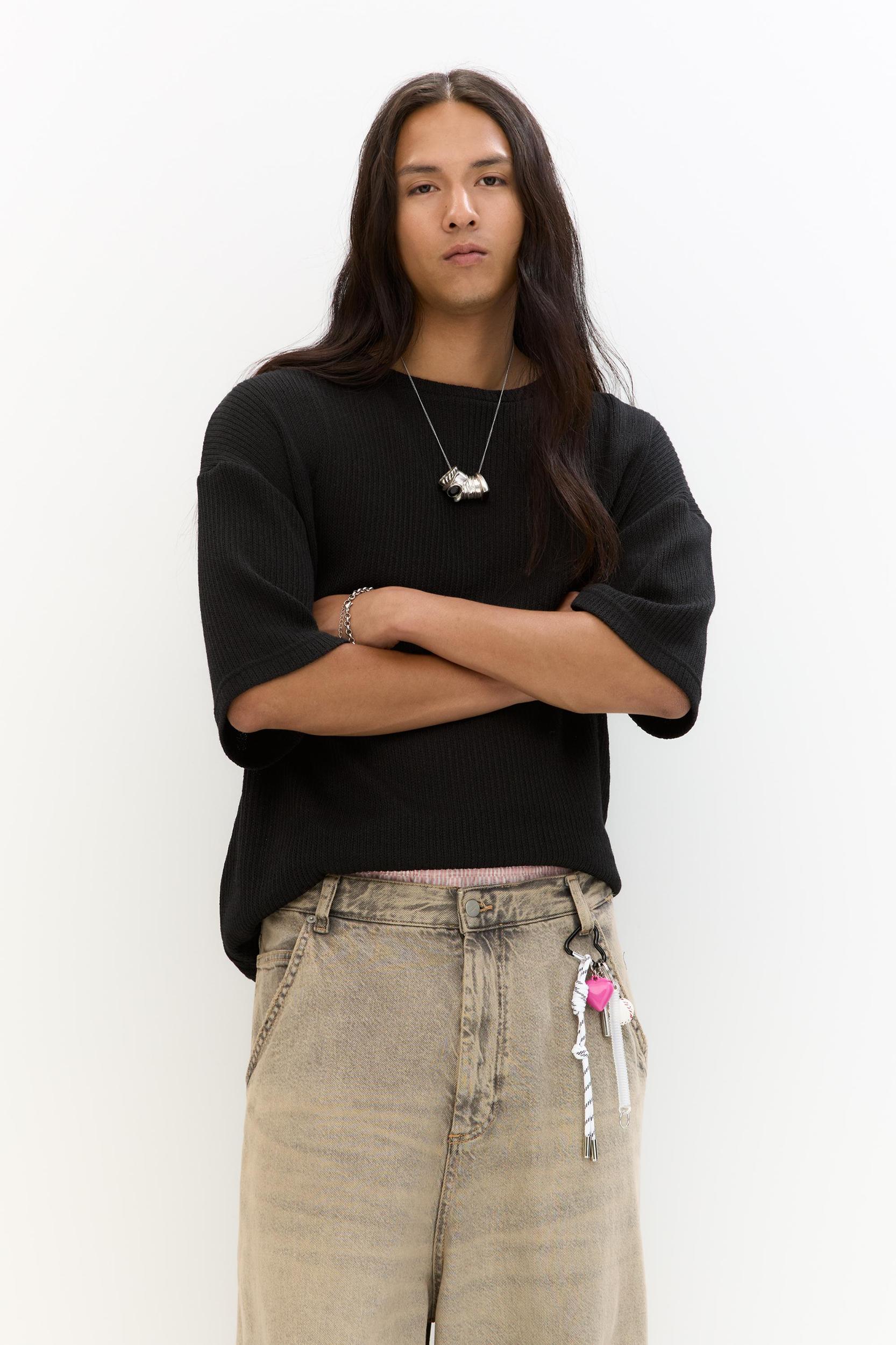 Boxy fit knit T-shirt Product Image