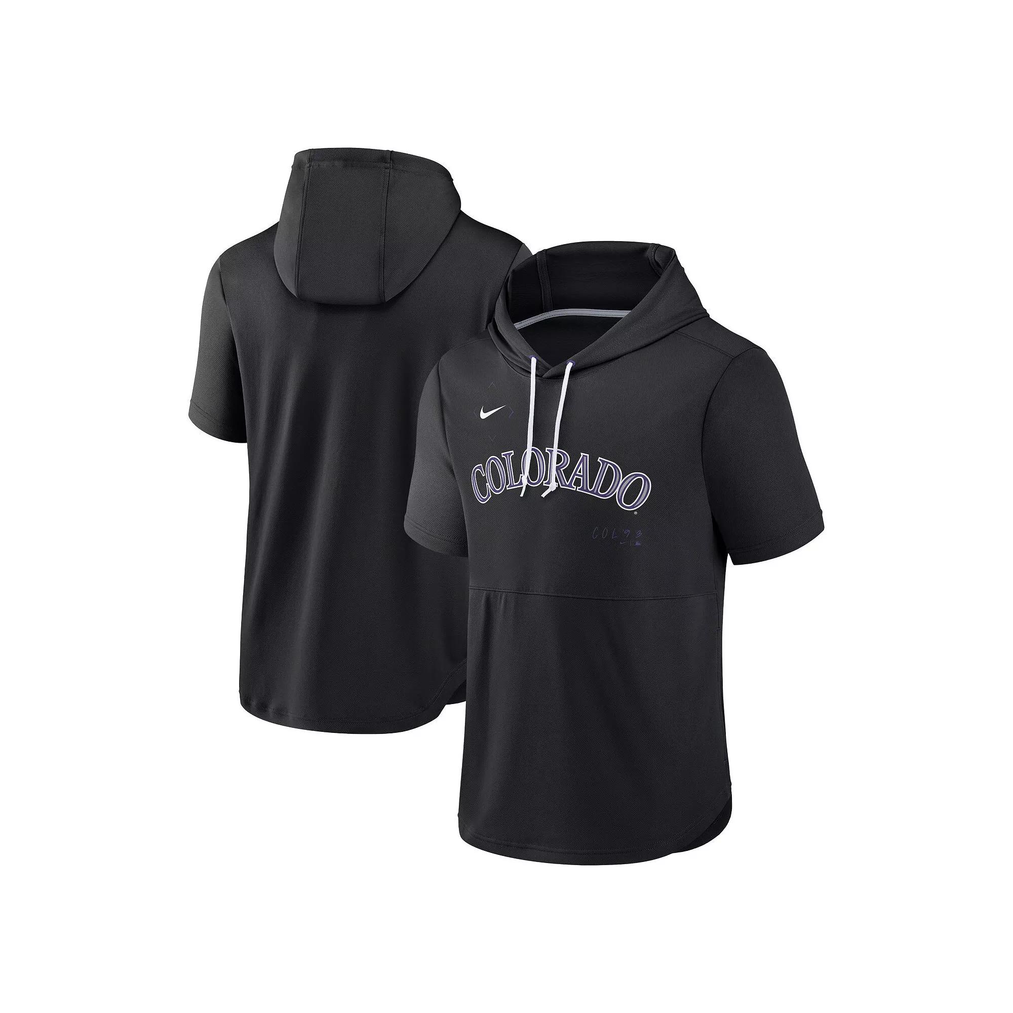 Men's Nike Black Colorado Rockies Springer Short Sleeve Team Pullover Hoodie, Size: Medium Product Image