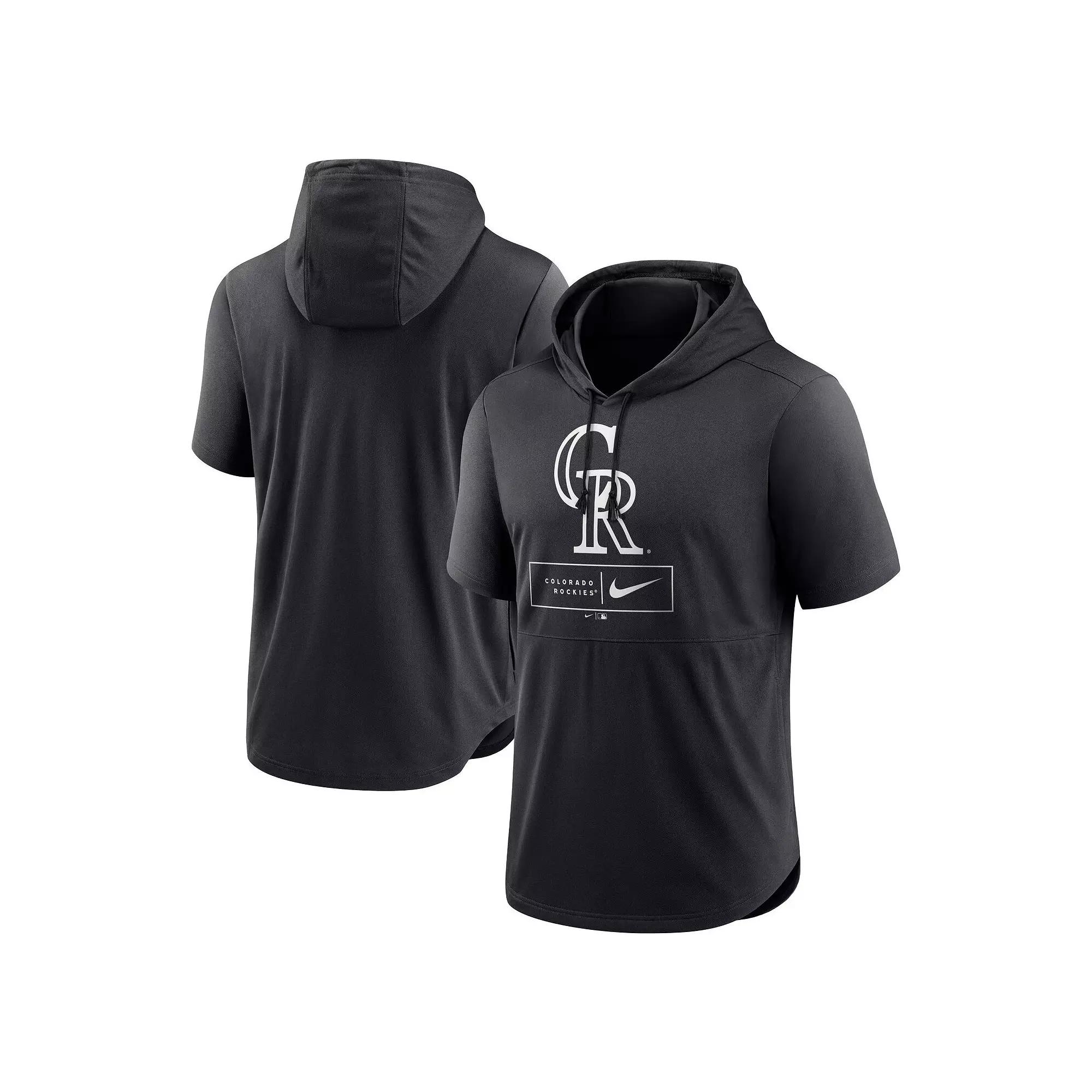 Men's Nike Black Colorado Rockies Lockup Performance Short Sleeve Lightweight Hooded Top, Size: Small Product Image