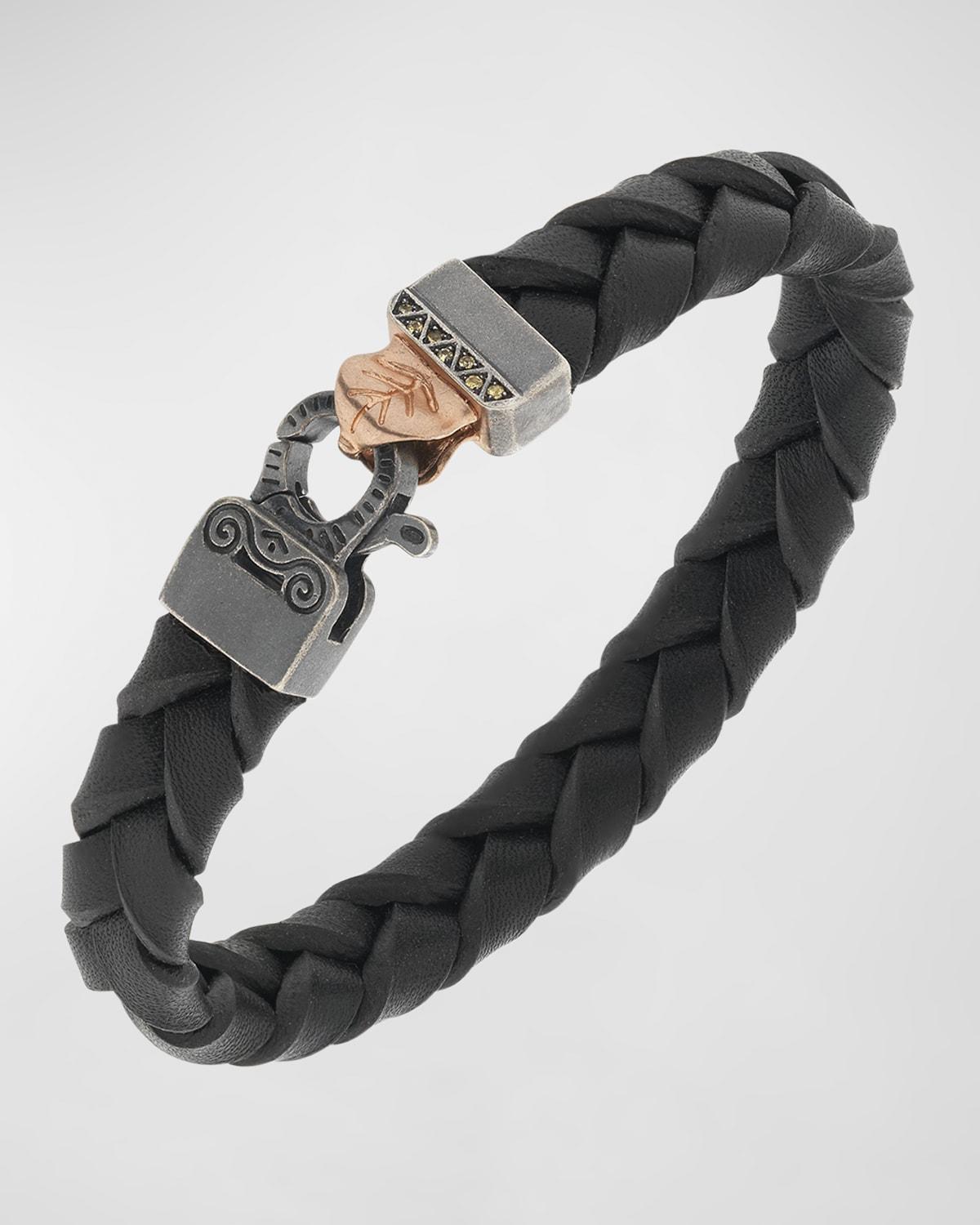 Mens Flaming Tongue Wide Leather Bracelet Product Image