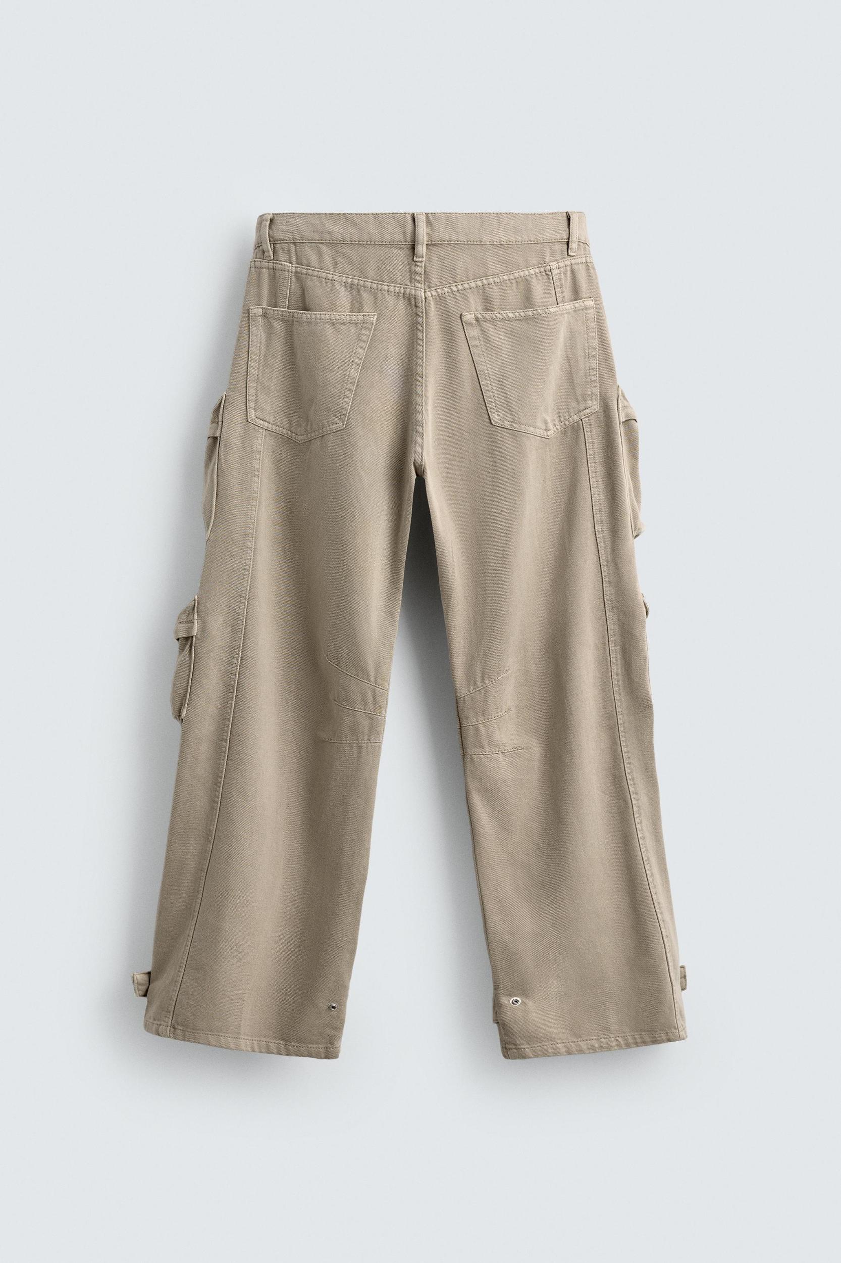 DENIM CARGO PANTS WITH POCKETS Product Image