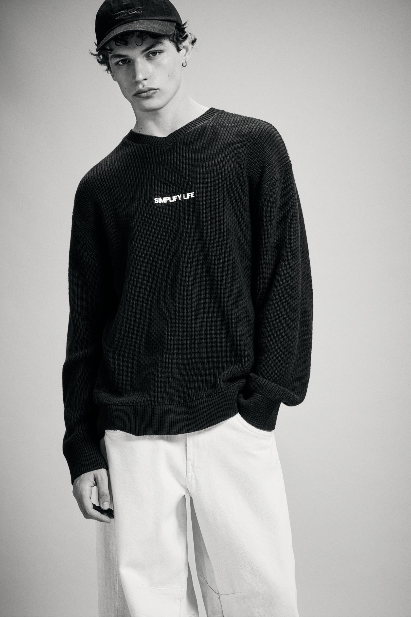 Knit jumper with embroidered text Product Image