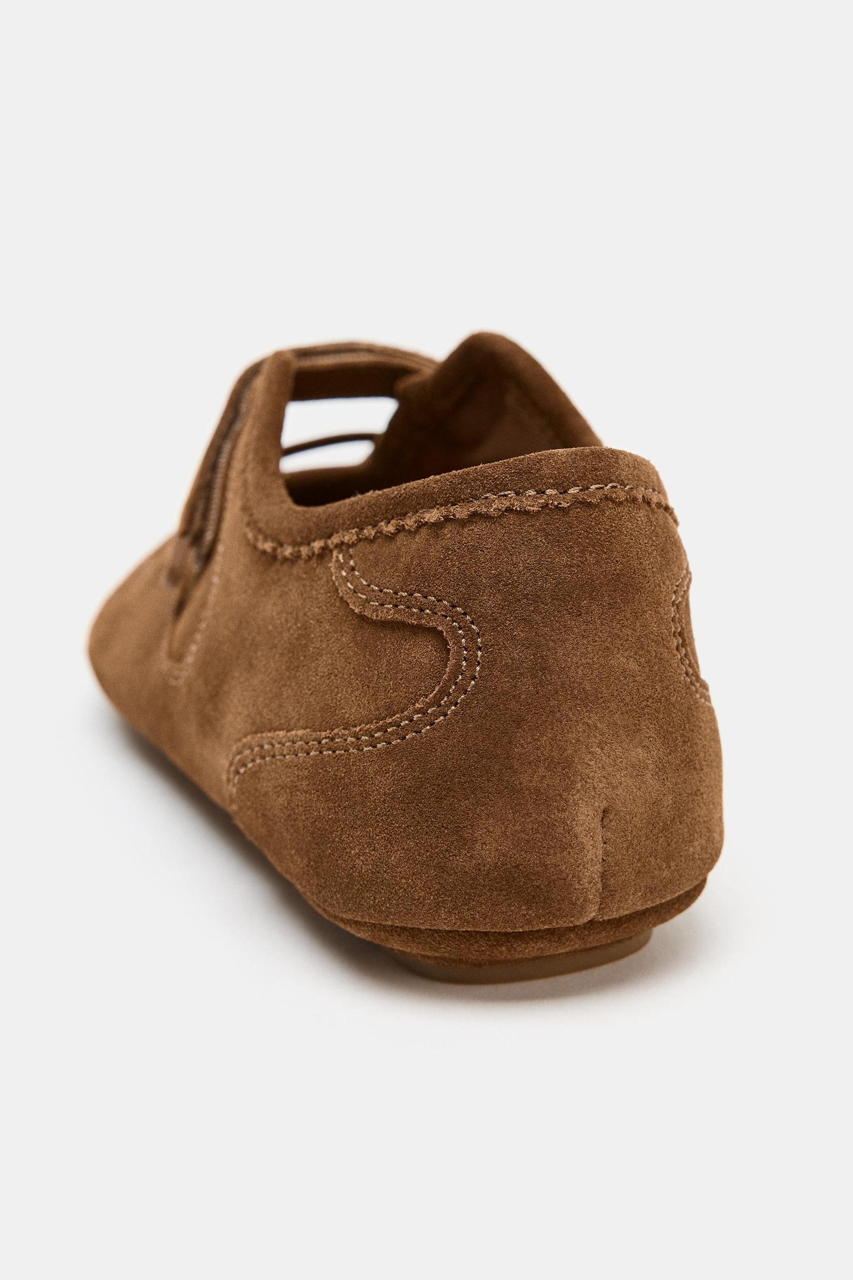 SPLIT LEATHER ATHLETIC BALLET FLATS Product Image