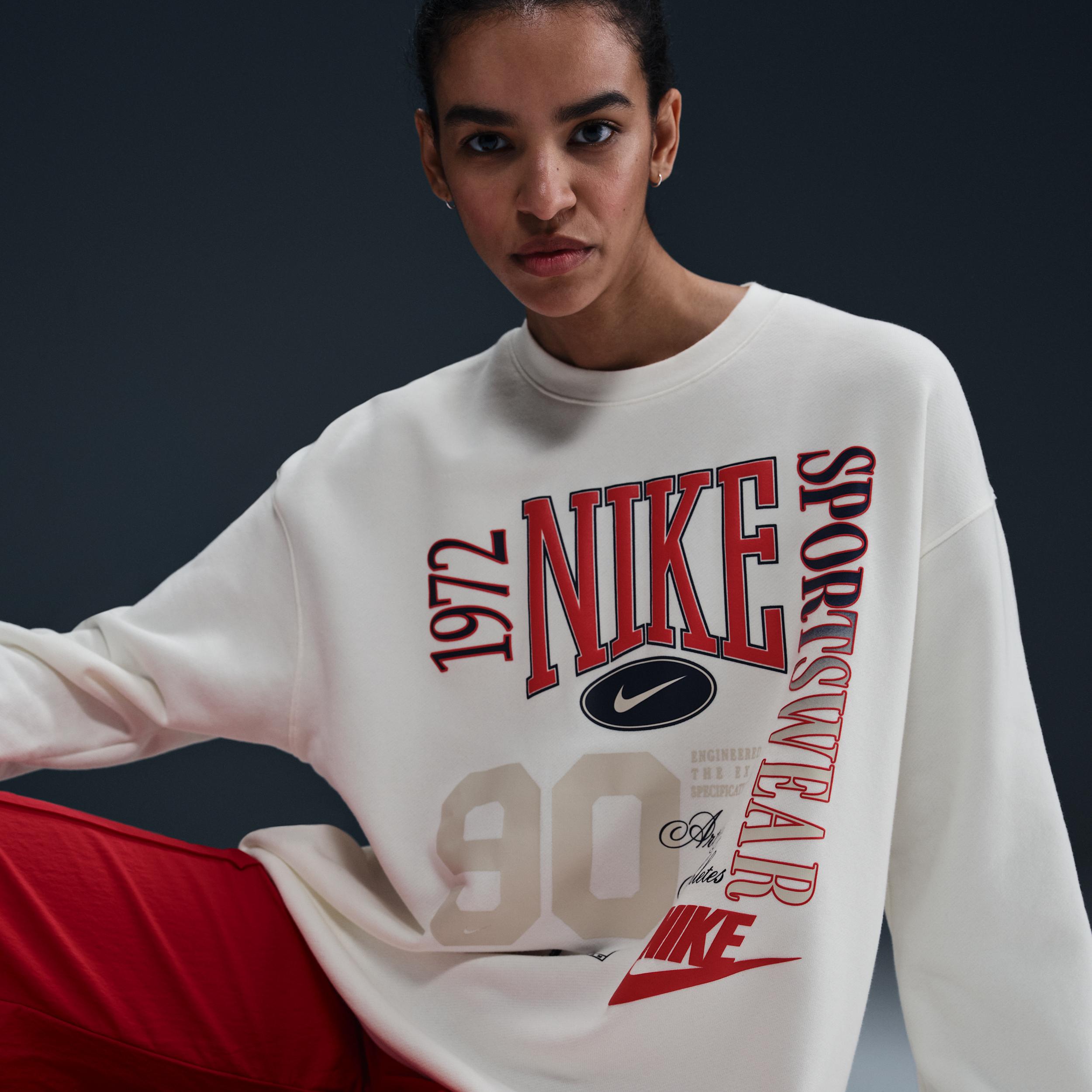 Womens Nike Sportswear Oversized Crew-Neck French Terry Sweatshirt | HF9491-133 Product Image