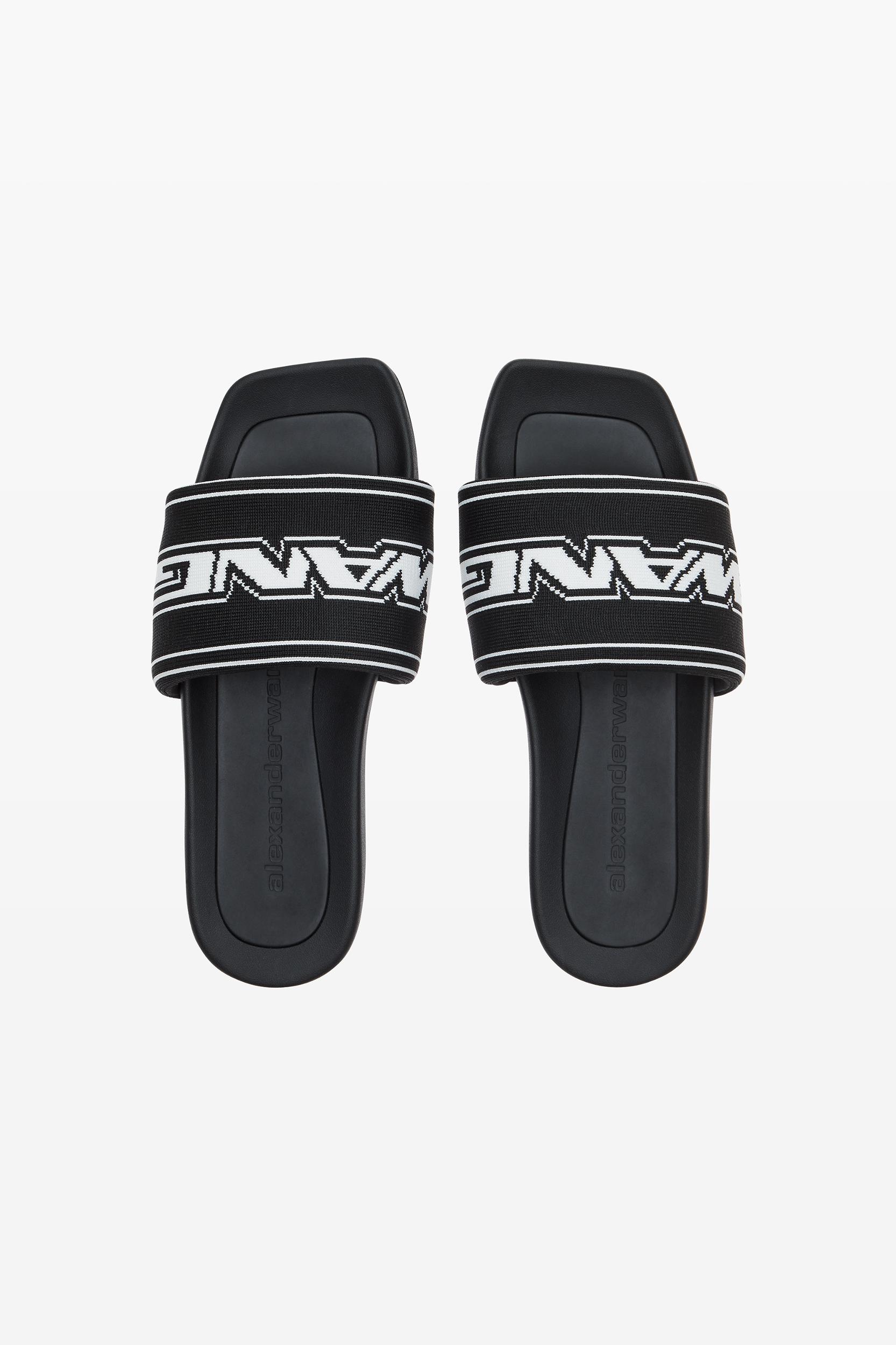 Black Logo Pool Slides Product Image
