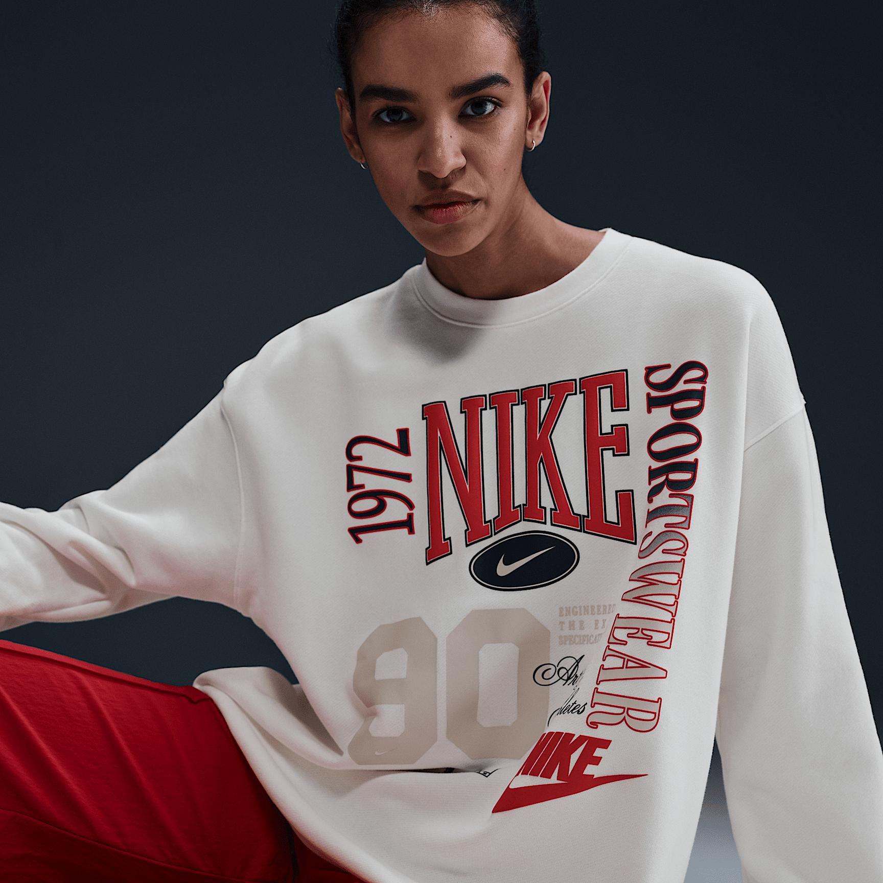 Womens Nike Sportswear Oversized Crew-Neck French Terry Sweatshirt | HF9491-133 Product Image
