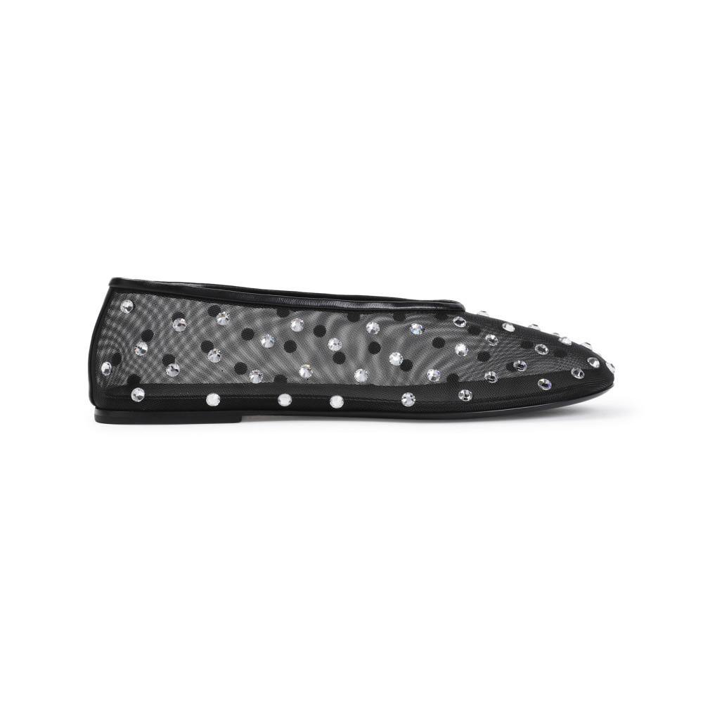 KHAITE Marcy Crystal-embellished Mesh Flats In Black Product Image