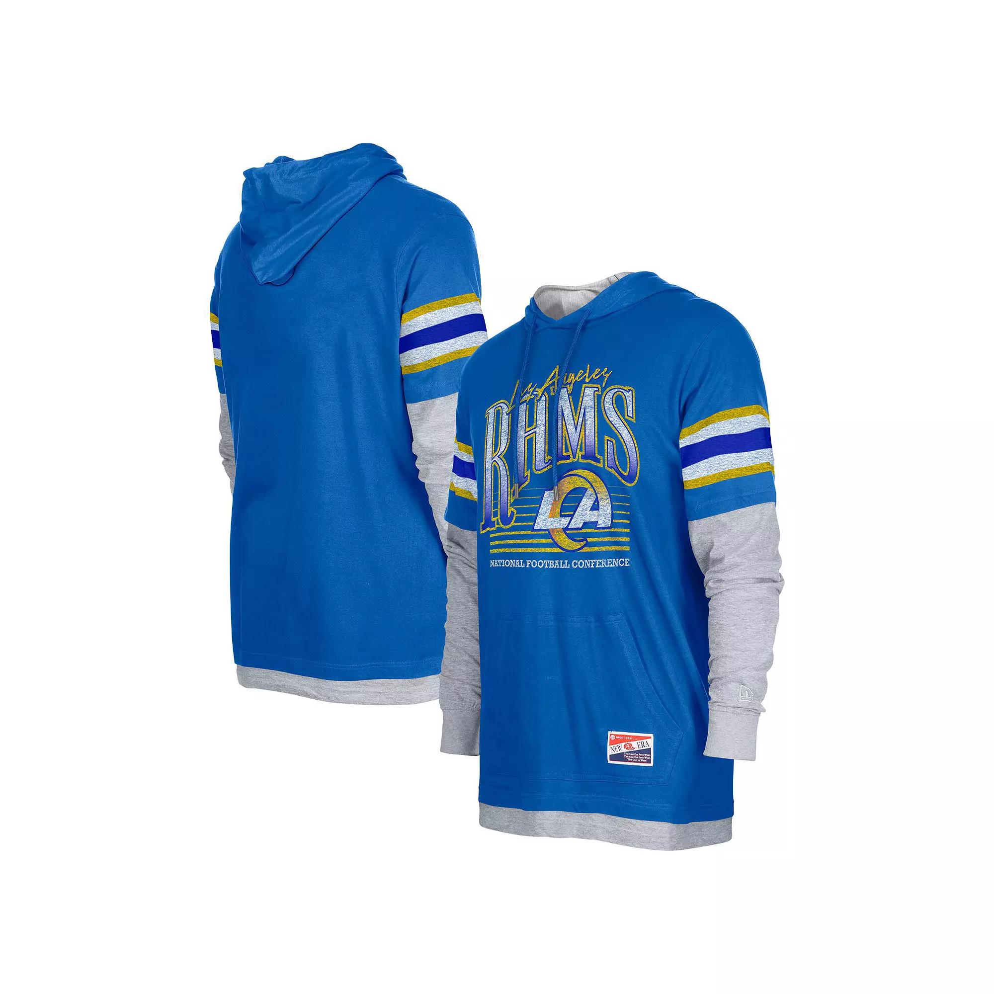 Men's New Era Royal Los Angeles Rams Twofer Long Sleeve Hooded T-Shirt,  Product Image