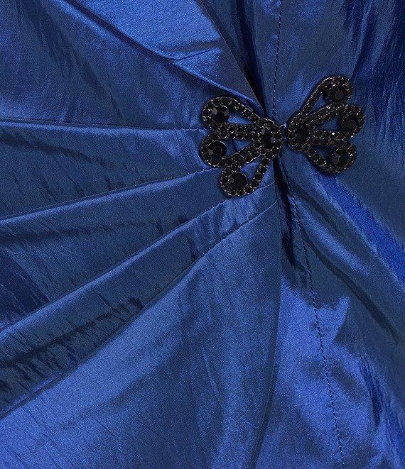 Alex Evenings Plus Size 3/4 Sleeve Collared V-Neck Taffeta Blouse Product Image