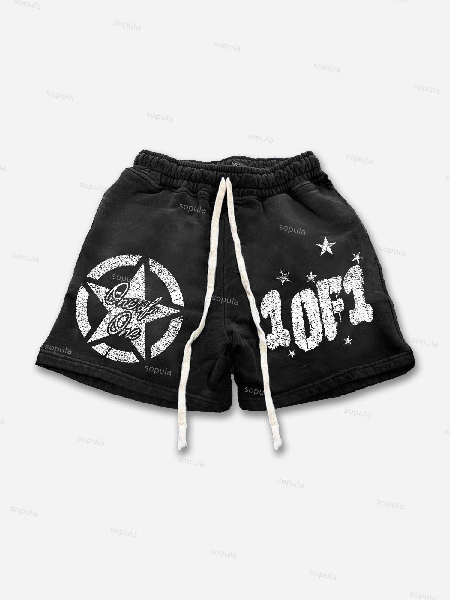 One Of One Star Print Drawstring Shorts Product Image