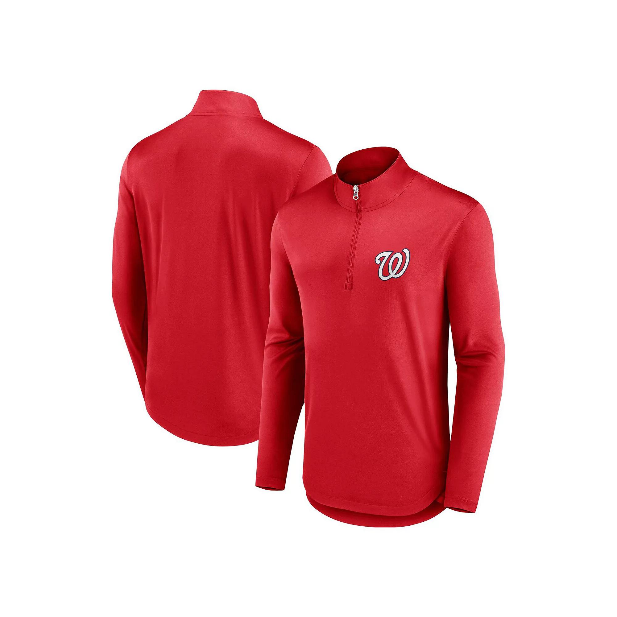Men's Fanatics Branded Red Washington Capitals Mock Neck Quarter-Zip Top,  Product Image