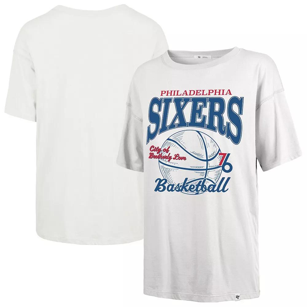Women's '47 White Philadelphia 76ers City Edition Down Court Sadie T-Shirt,  Product Image
