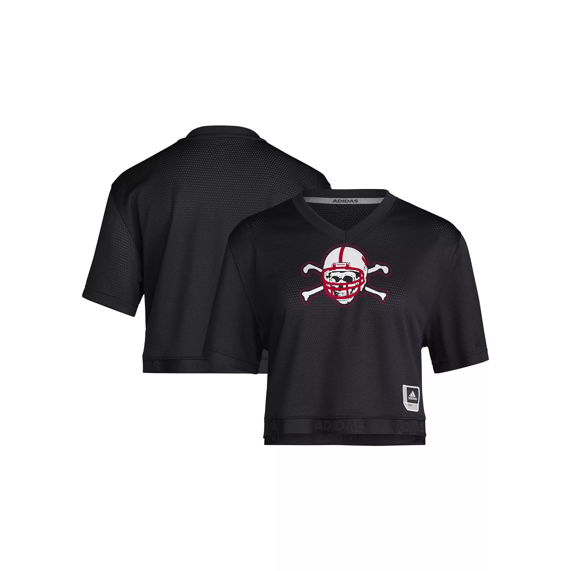 Women's adidas Red Kansas Jayhawks Primegreen V-Neck Cropped Jersey,  Product Image