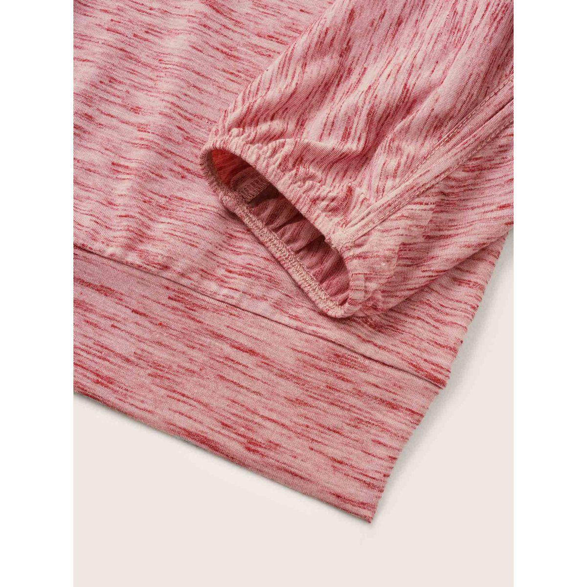 Plus Size Heather Button Detail Dolman Sleeve T-shirt Rouge Women Casual Non Plain Round Neck Everyday T-shirts BloomChic 30/6X Product Image