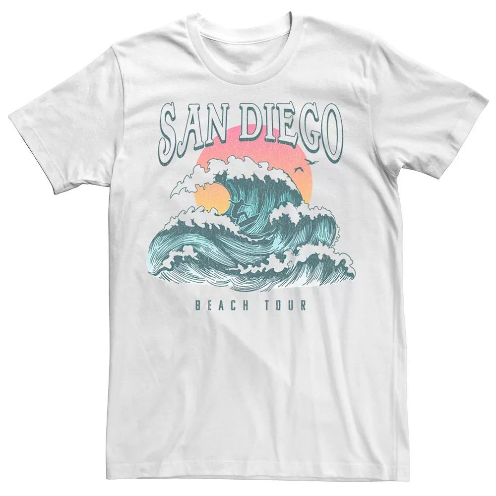Men's San Diego Beach Wave Surf Tour Tee, Size: Medium, White Product Image