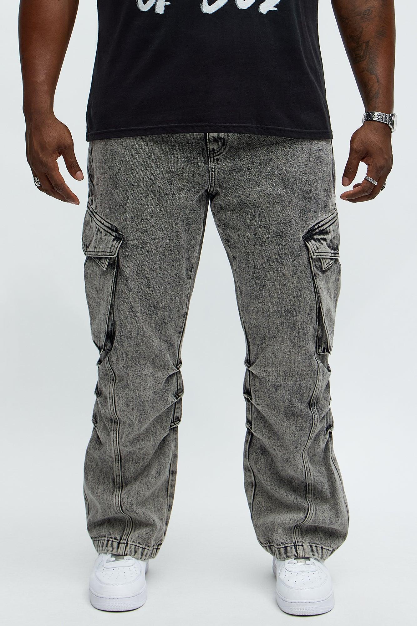 Stacked Slim Flare Street Edge Cargo Jeans - Black Wash Product Image