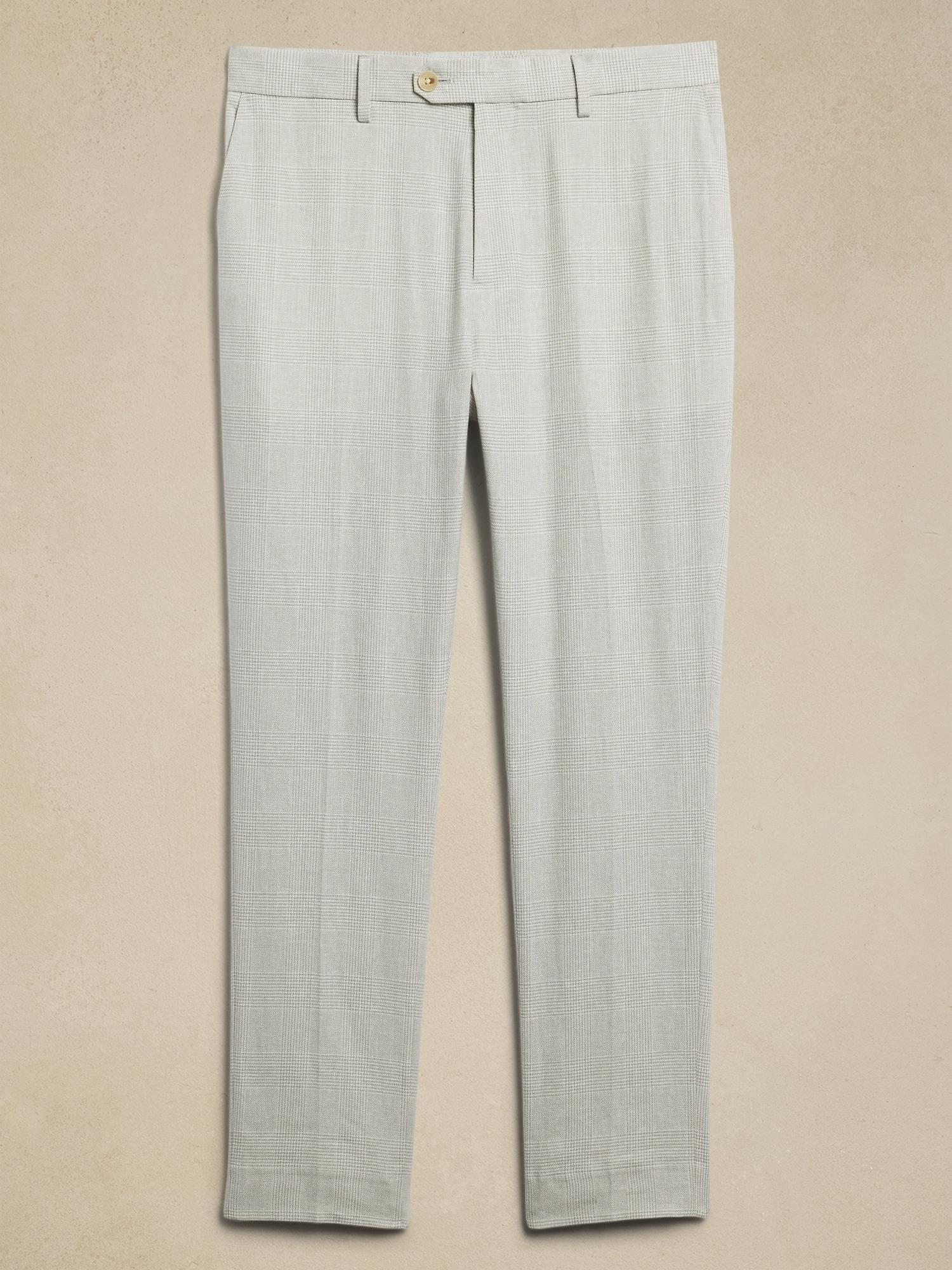 Tailored-Fit Linen-Blend Glen Plaid Suit Trouser Product Image