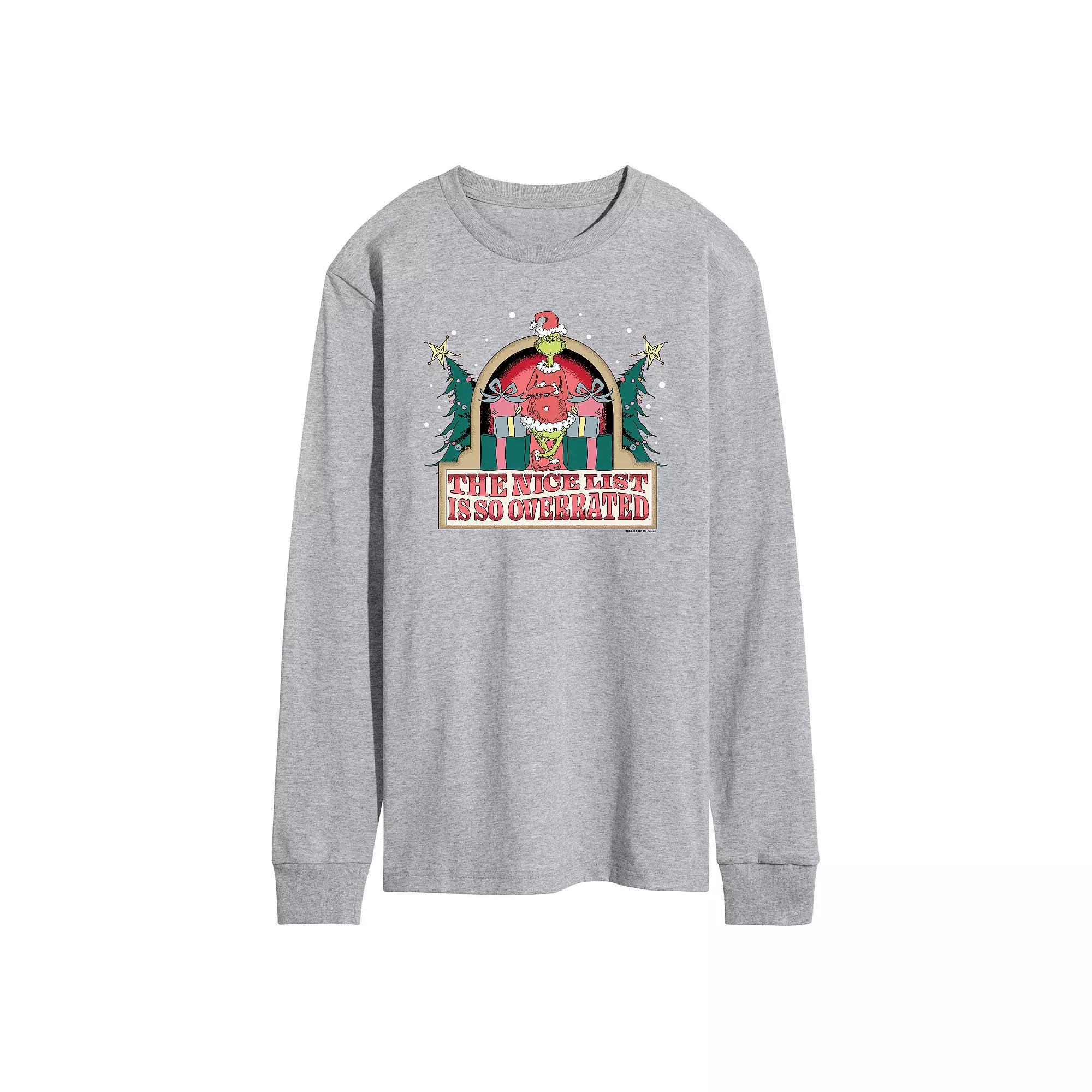 Men's Dr. Seuss The Grinch The Nice List Is So Overrated Long Sleeve Graphic Tee,  Product Image