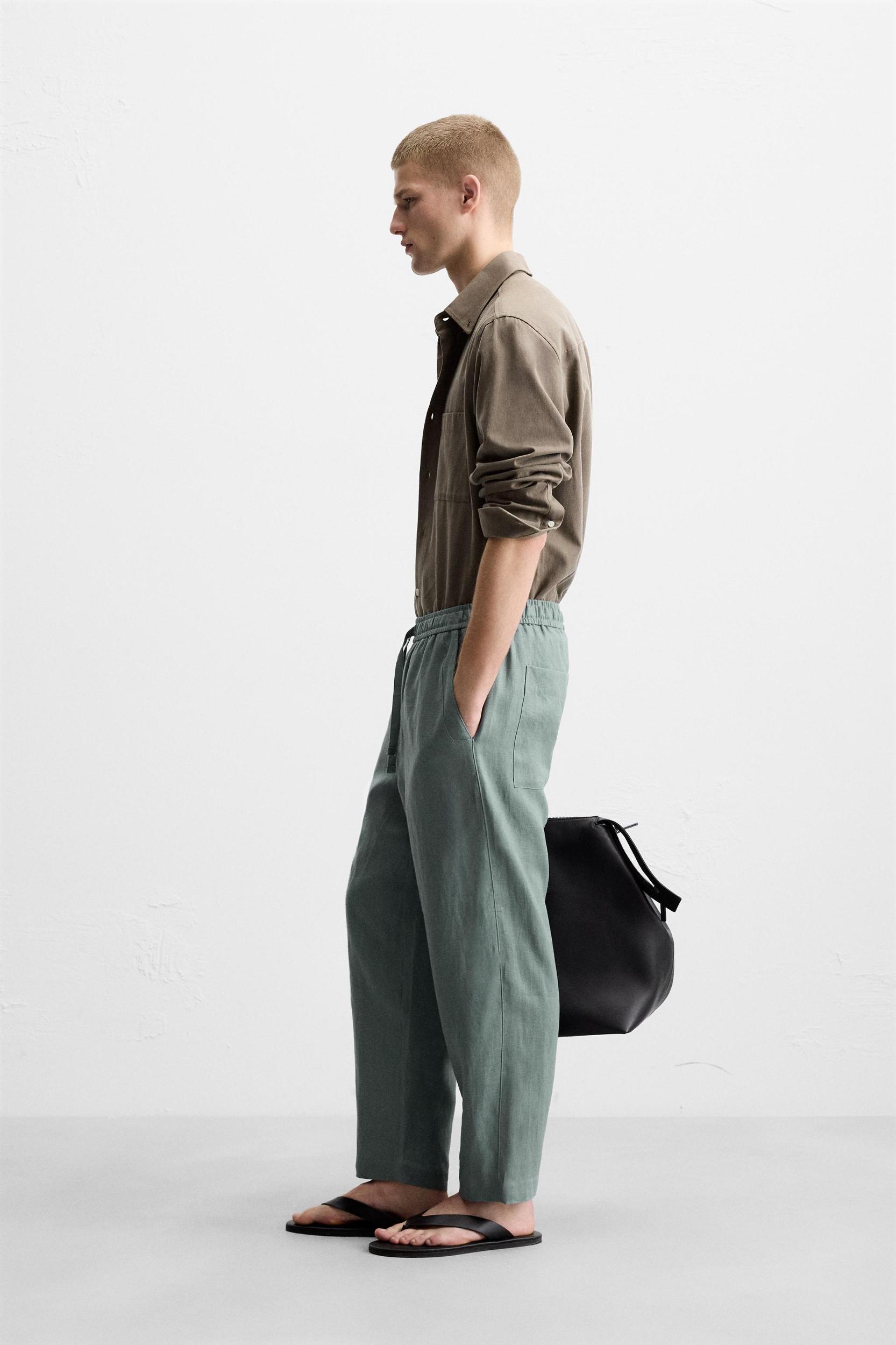 100% LINEN REGULAR FIT PANTS Product Image