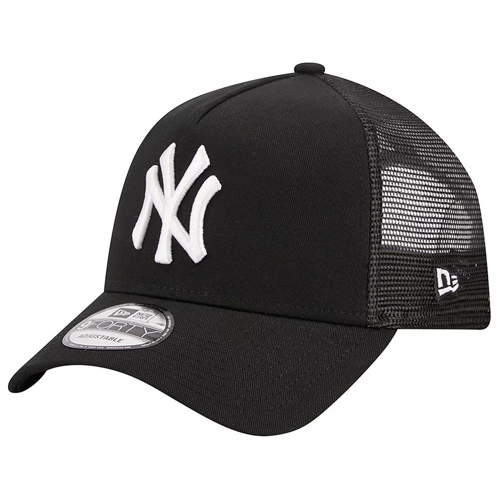 Men's New Era Black New York Yankees A-Frame 9FORTY Trucker Adjustable Hat Product Image