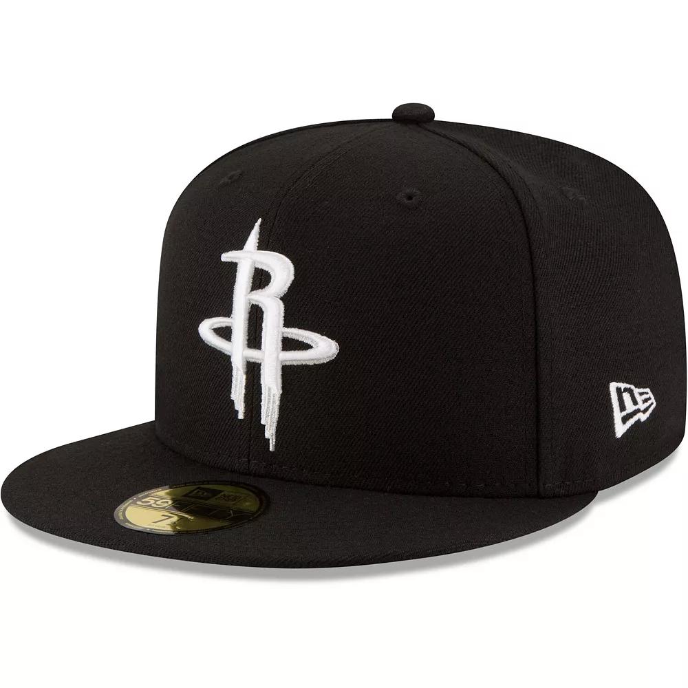 Men's New Era Black Houston Rockets Black & White Logo 59FIFTY Fitted Hat, Size: 7 1/4 Product Image