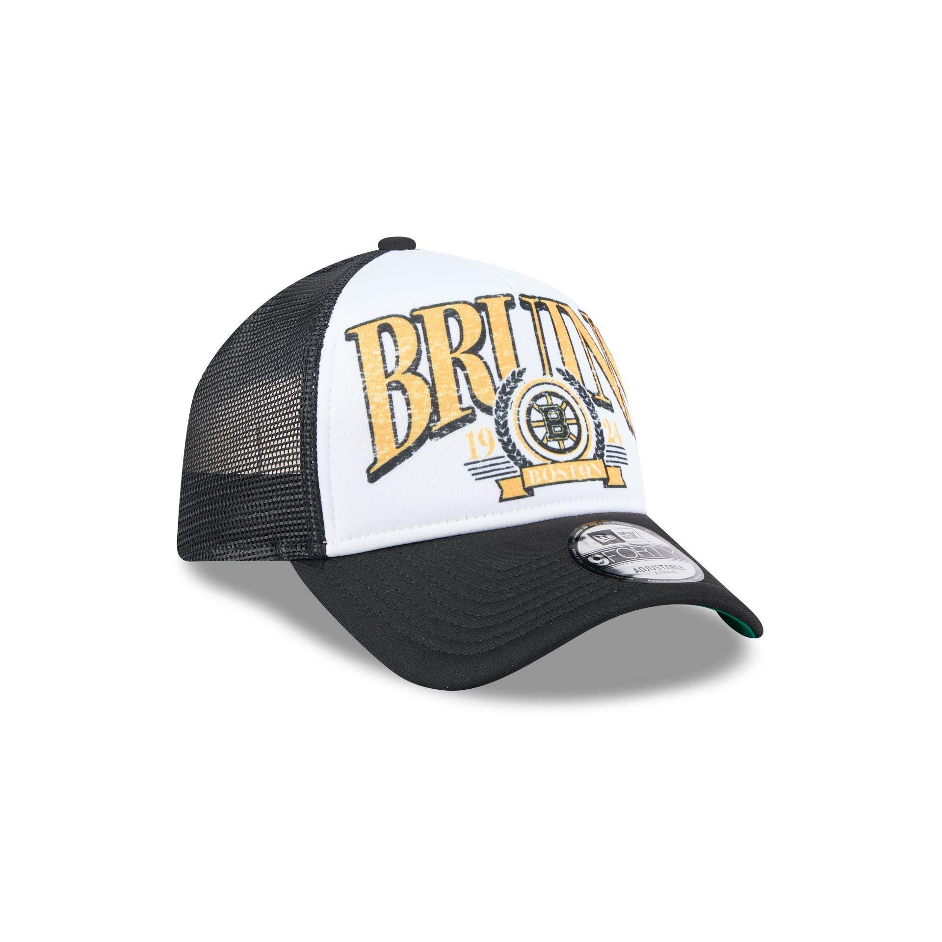 Boston Bruins Distressed 9FORTY A-Frame Trucker Hat Male Product Image