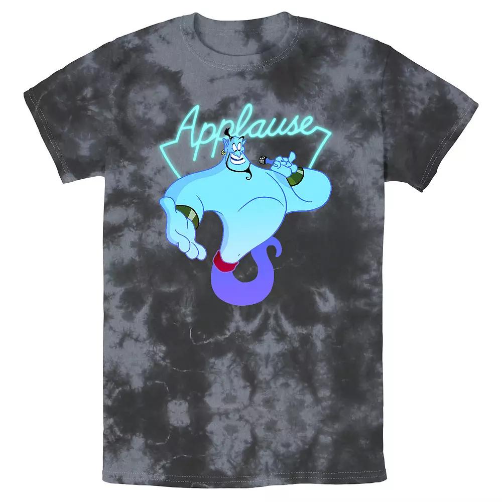 Men's Disney Aladdin Genie Applause Neon Sign Portrait Bomabrd Wash Tee,  Product Image