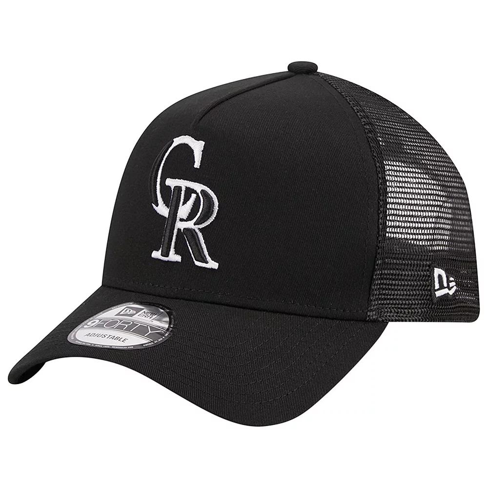 Men's New Era Black Colorado Rockies A-Frame 9FORTY Trucker Adjustable Hat Product Image
