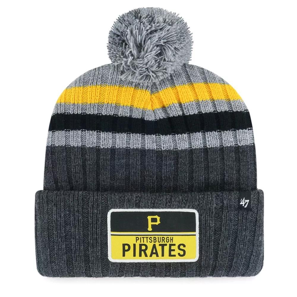 Men's '47 Gray Pittsburgh Pirates Stack Cuffed Knit Hat with Pom, Grey Product Image