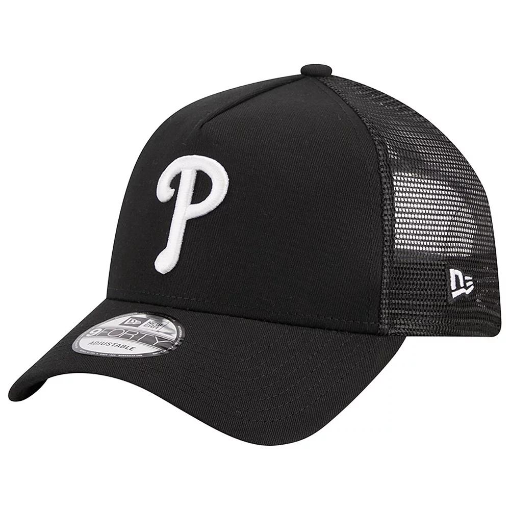 Men's New Era Black Philadelphia Phillies A-Frame 9FORTY Trucker Adjustable Hat Product Image