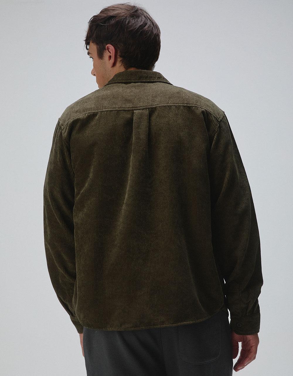 RSQ Oversized Mens Long Sleeve Corduroy Button Up Shirt - OLIVE Product Image