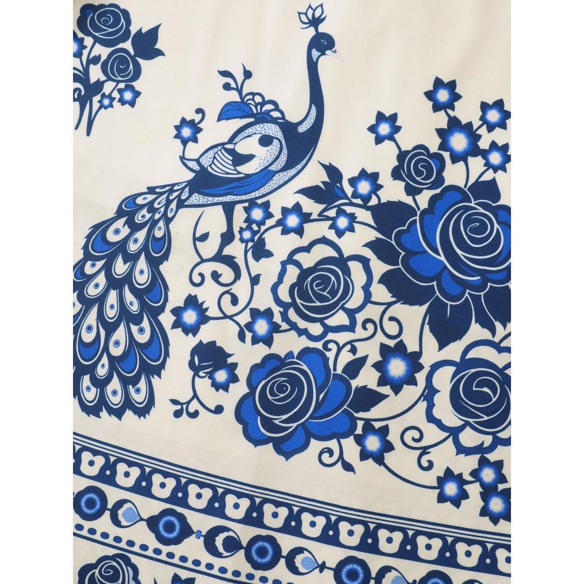 Plus Size Boho Print V-Neck Pockets Midi Dress Mediumblue Women V-neck Short sleeve Curvy BloomChic 30/6X Product Image