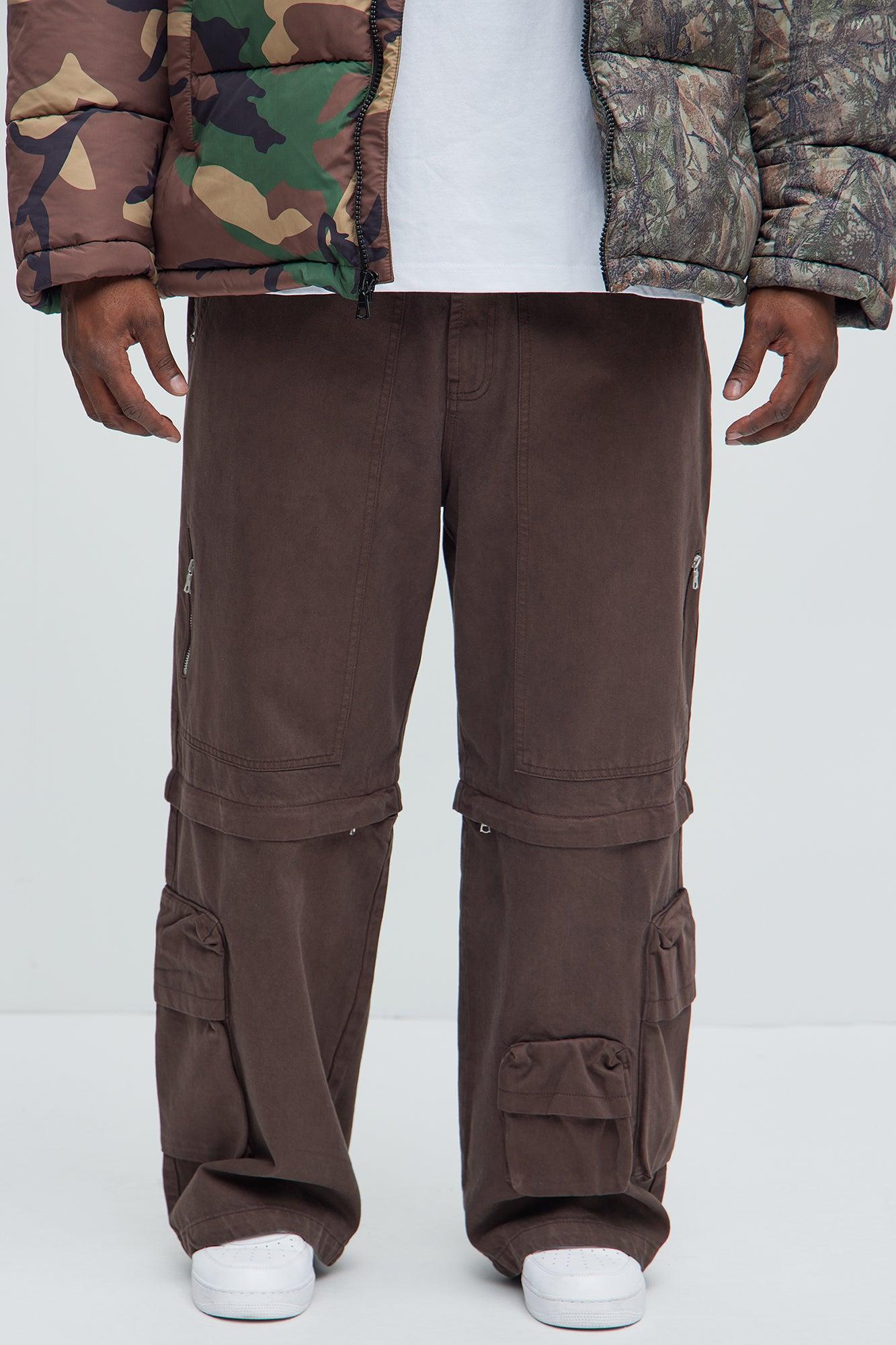 Maybe Next Time Zip Off Baggy Cargo Pants - Brown Product Image