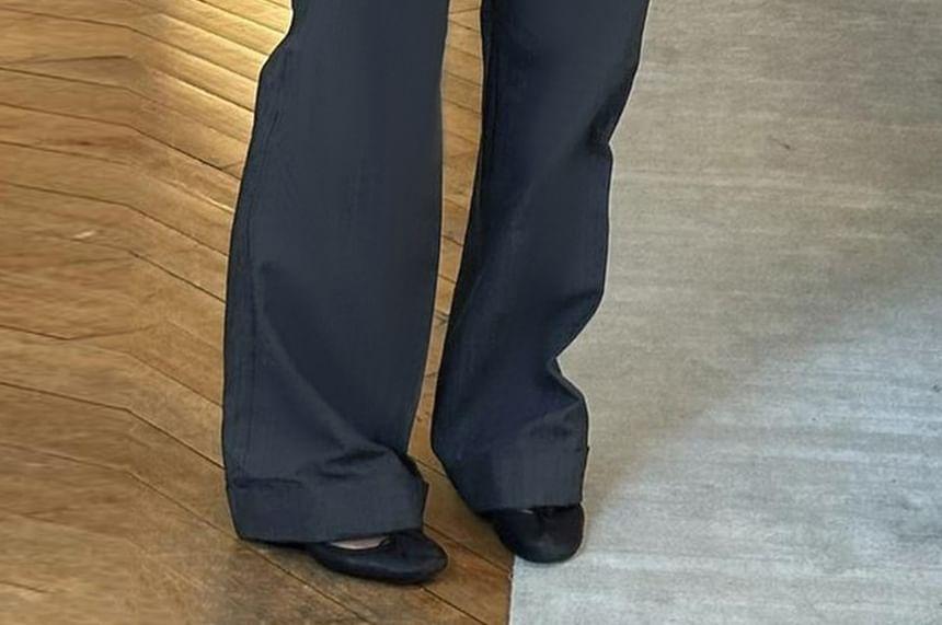 Low Waist Plain Straight-Fit Boot-Cut Pants Product Image