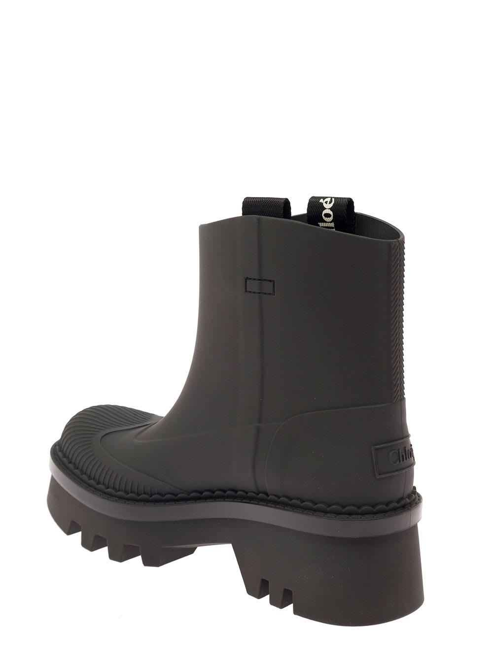 CHLOÉ Rubber Solid Color Ankle Boots With Heel 6cm In Black Product Image