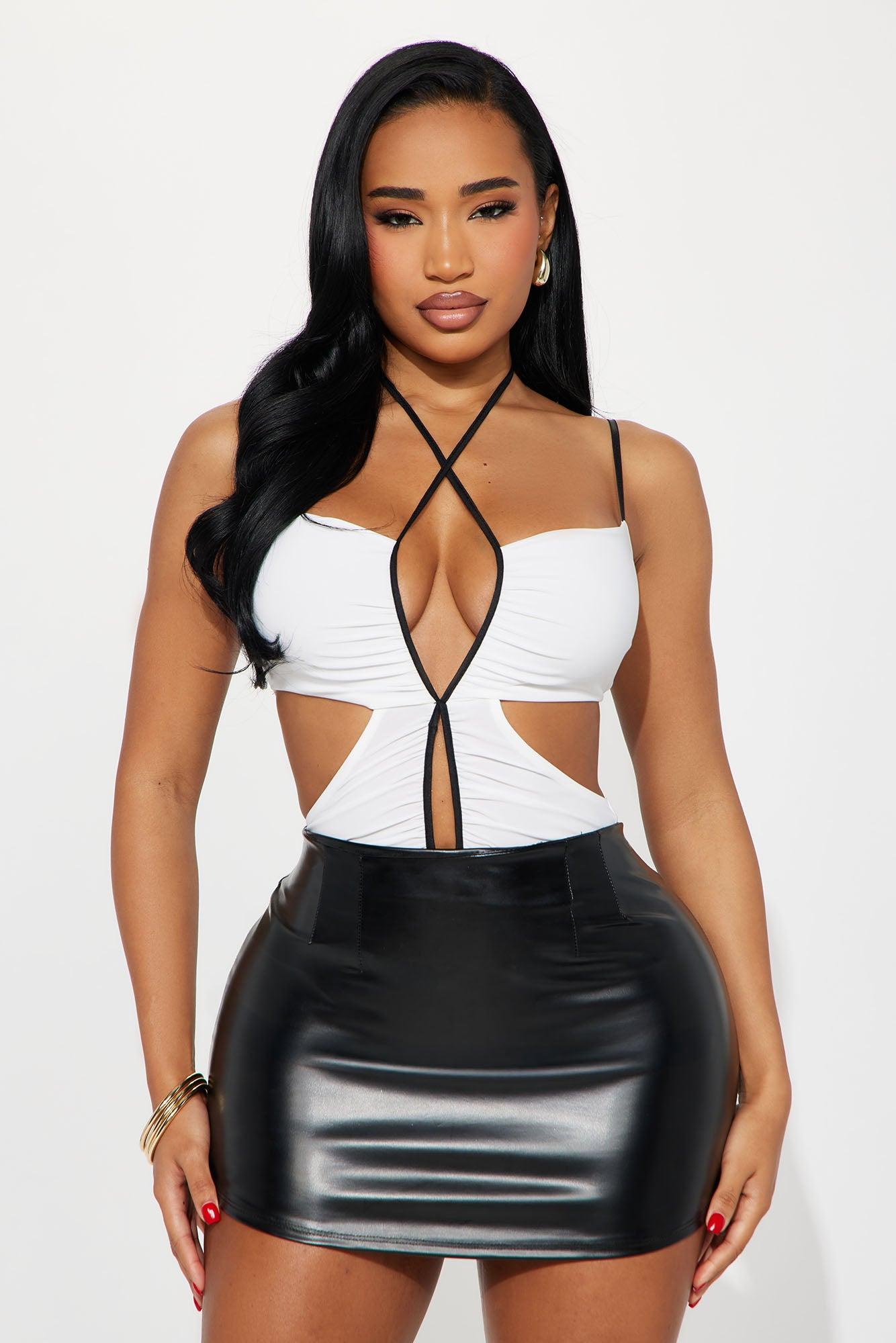 Off The Hook Ruched Cut Out Bodysuit - White Female Product Image