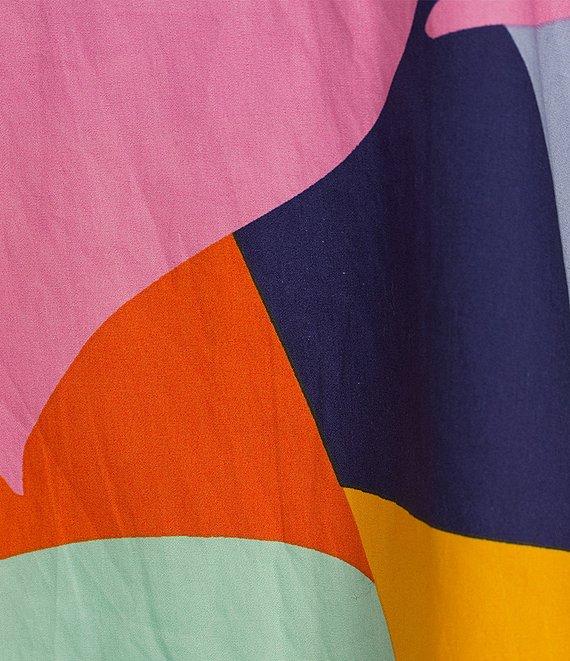 Sugarlips Tropical Abstract Floral Print Pin Tuck Lace Trim Top Product Image