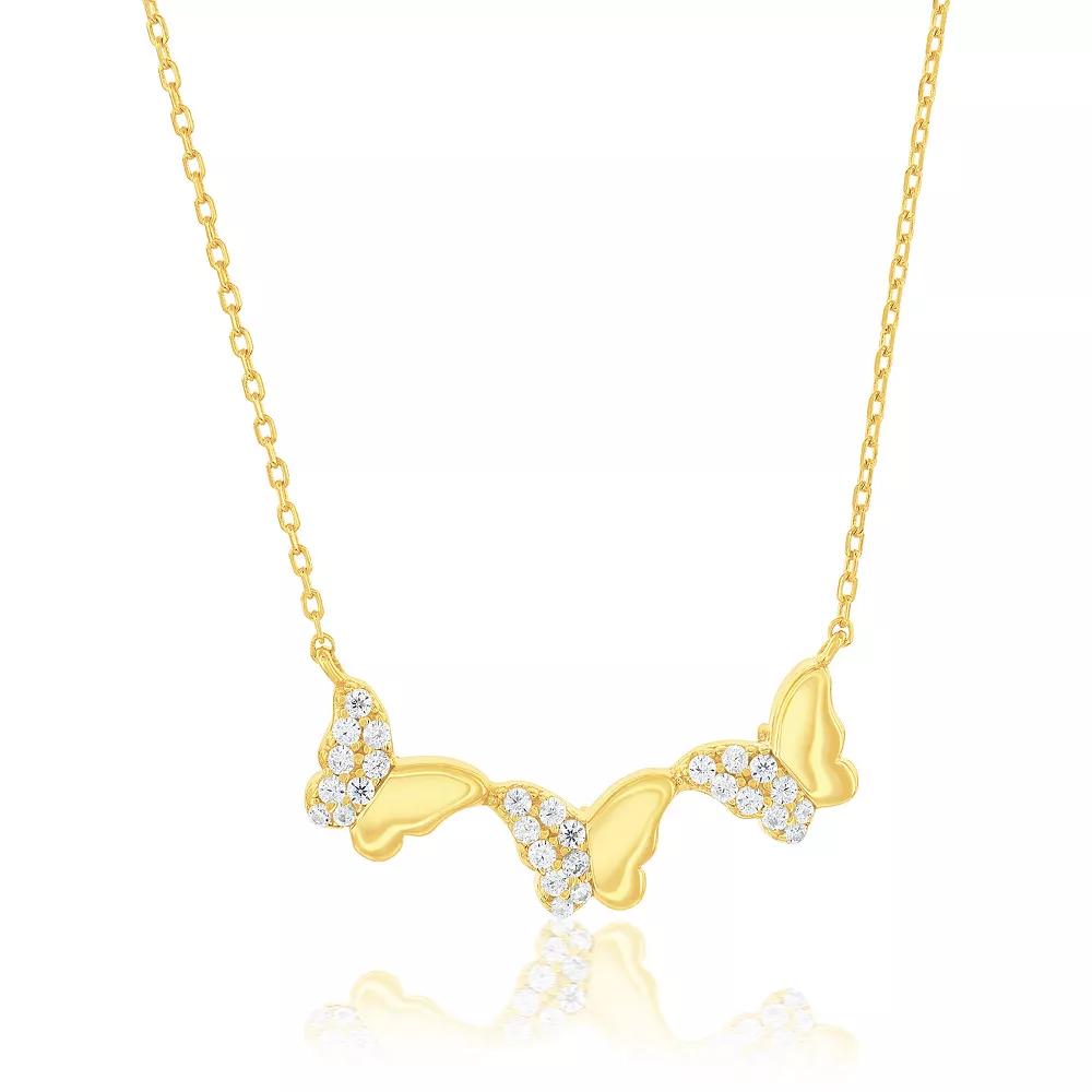 Argento Bella 14k Gold Over Silver Double-Sided Butterfly Necklace, Women's, Size: 16-18" ADJ, Gold Tone Product Image