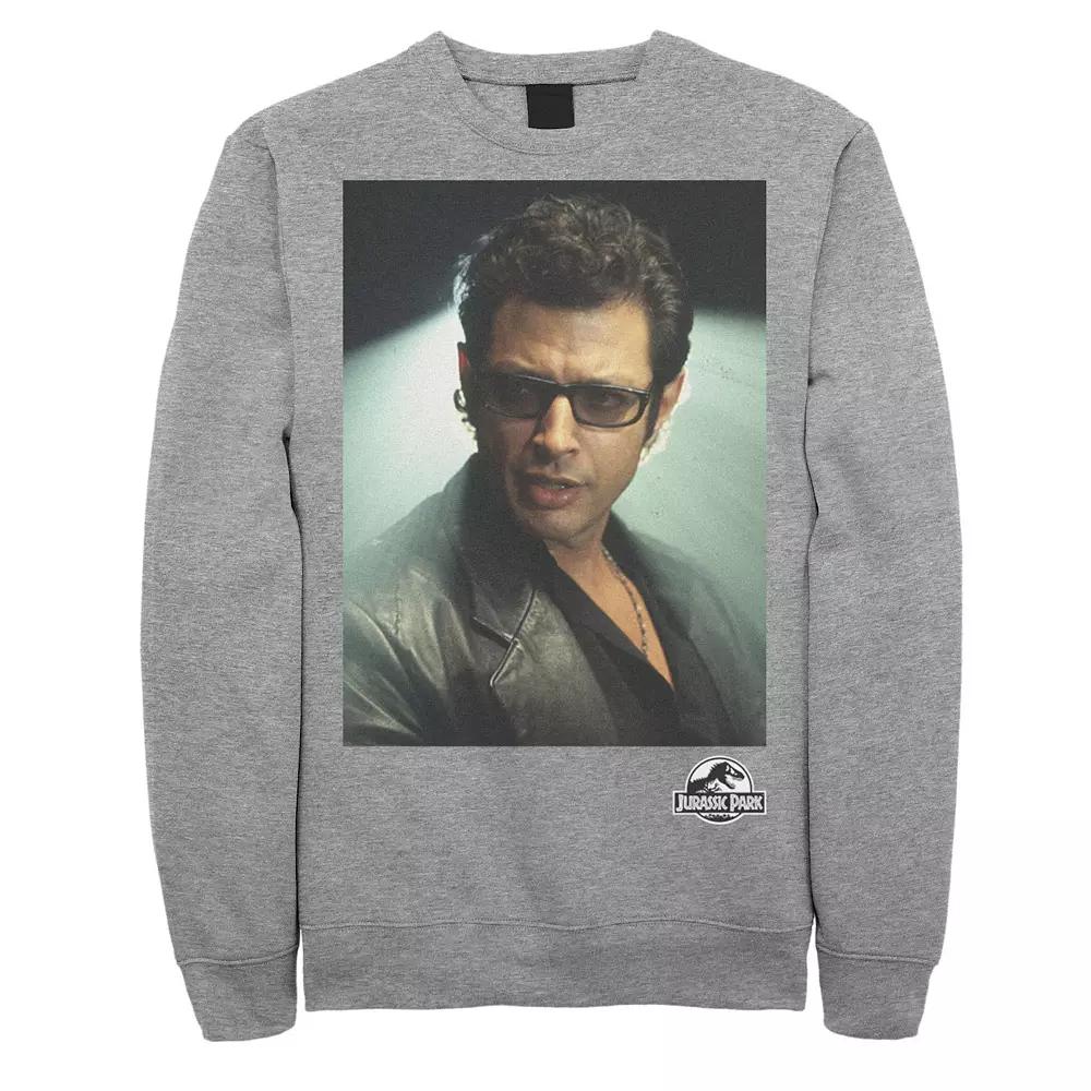 Men's Jurassic Park Ian Malcolm Head Shot Photo Graphic Graphic Fleece Pullover Pullover, Size: Large, Athletic Grey Product Image