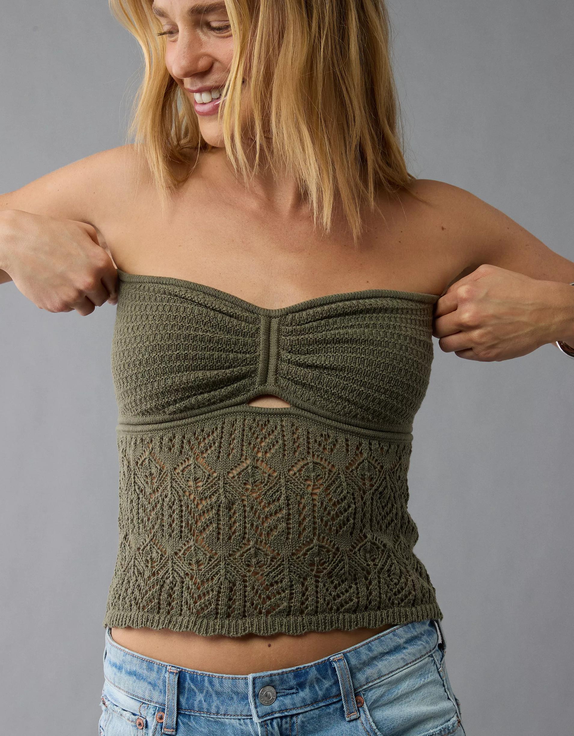 AE Cropped Crochet Tube Top Product Image