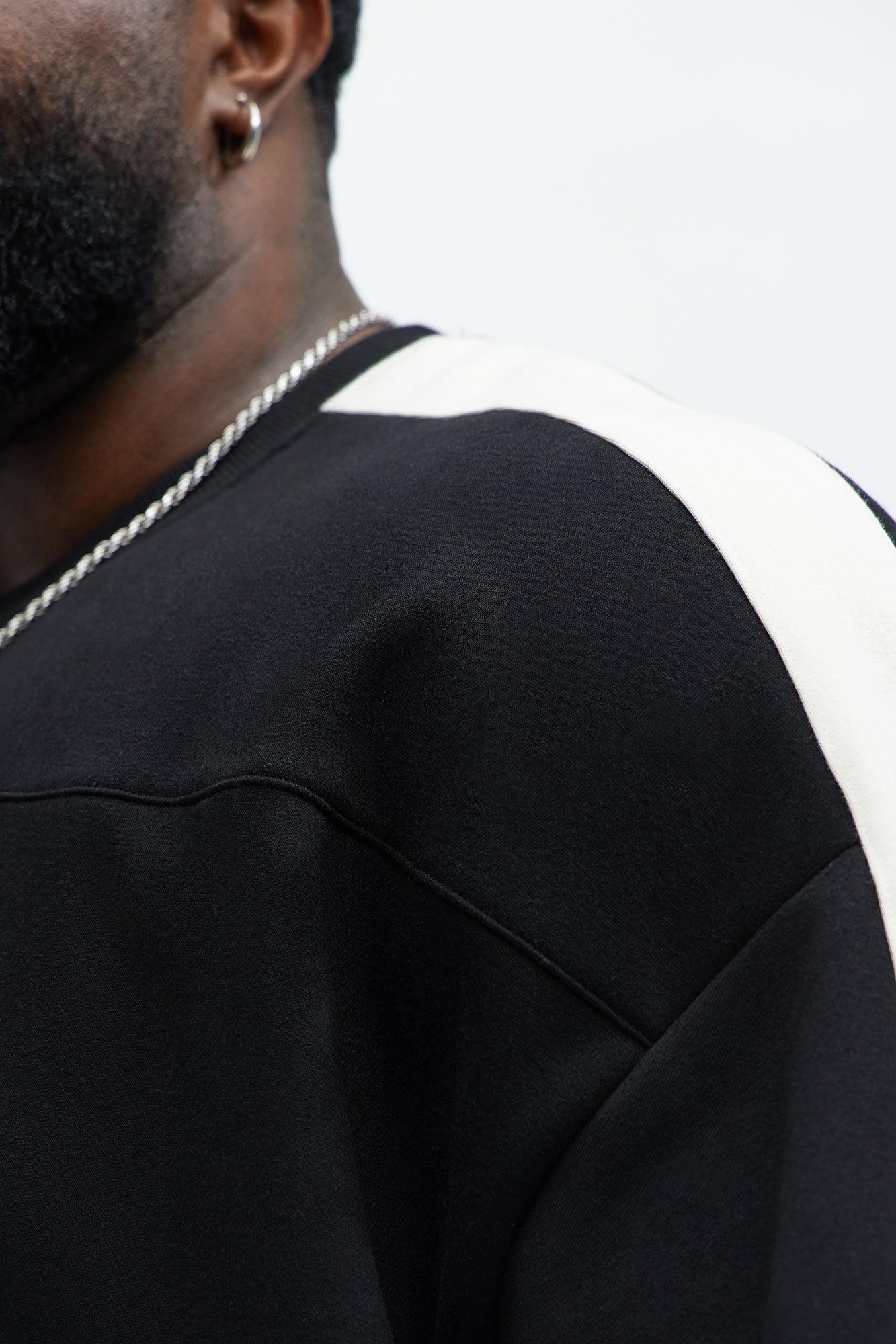 Tyson Oversized Heavyweight Striped Tee - Black Product Image