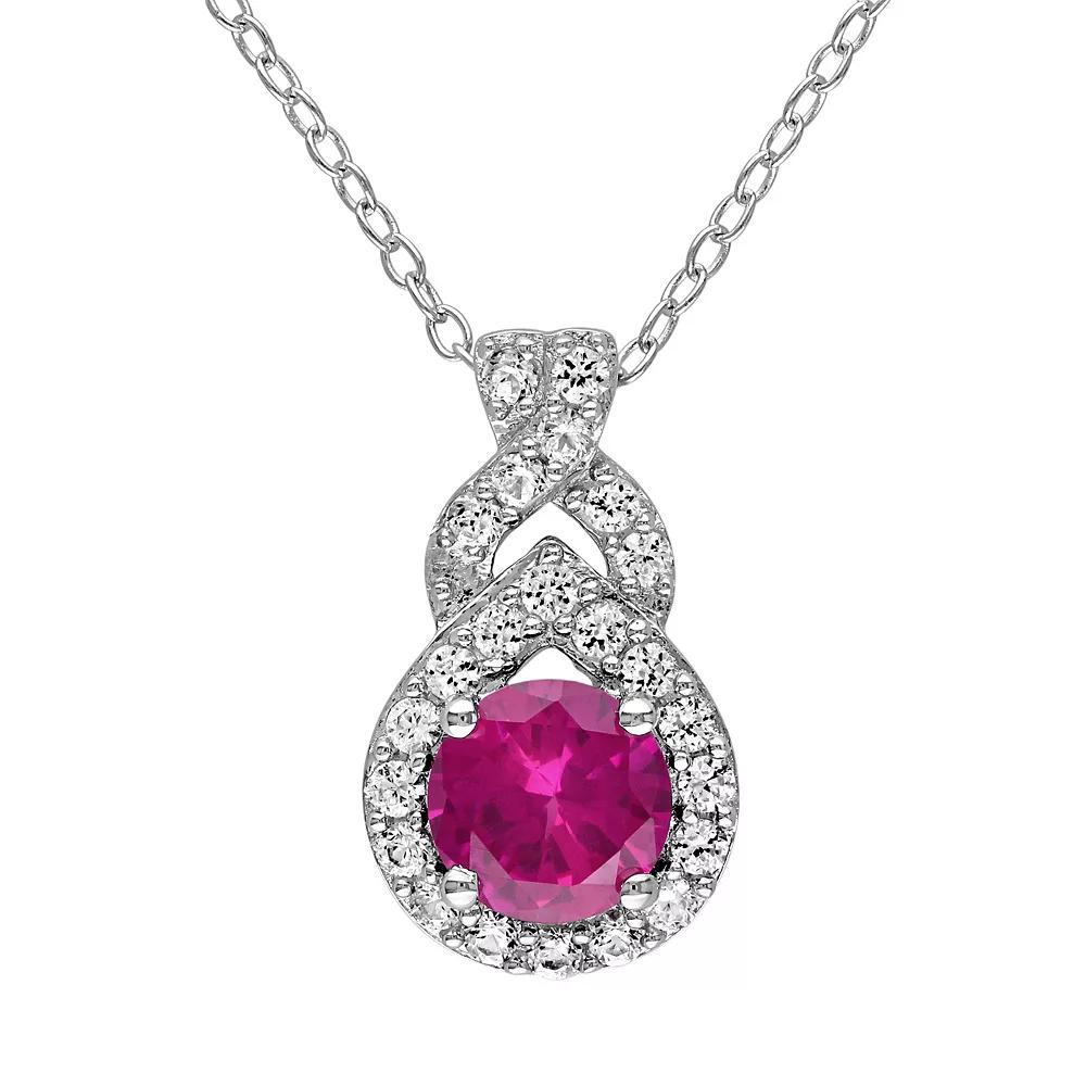 Stella Grace Lab-Created Ruby & Lab-Created White Sapphire Sterling Silver Twist Pendant Necklace, Women's,  Product Image