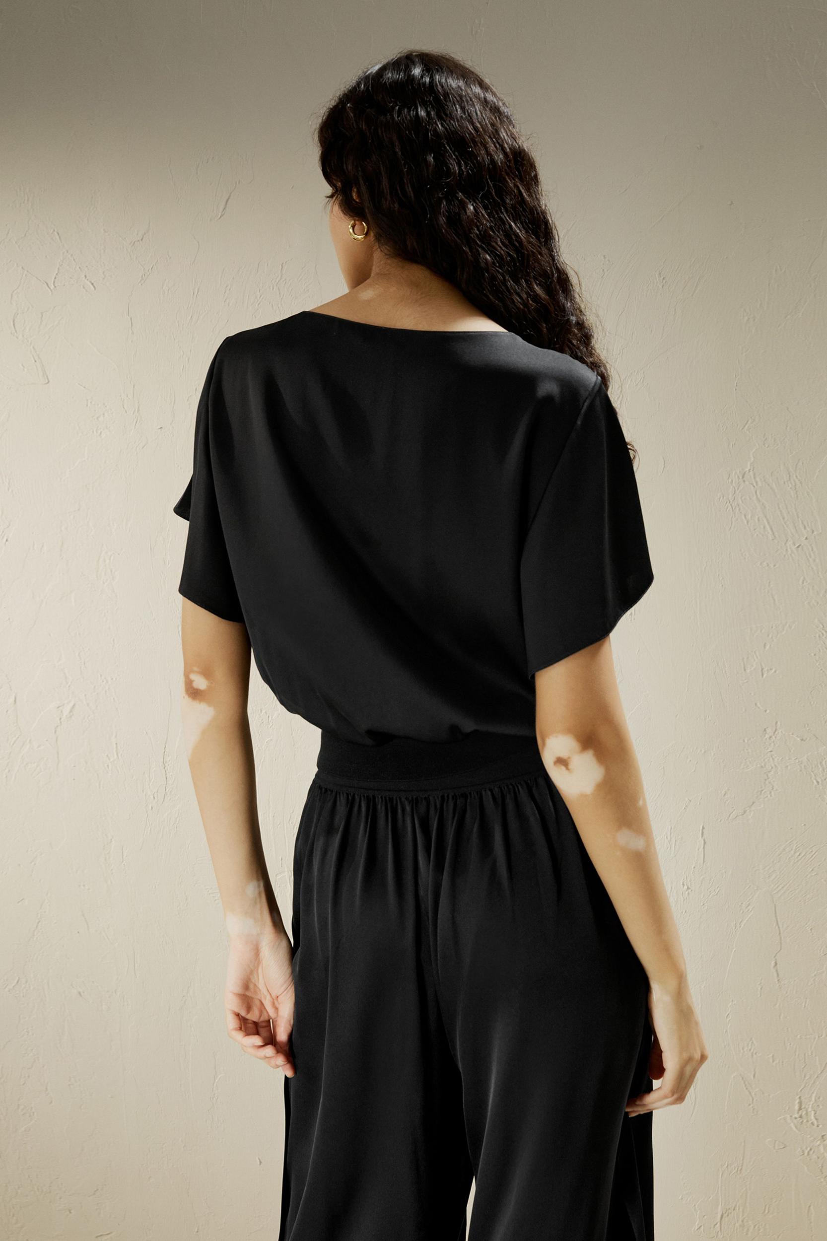 LILYSILK Silk Tshirt Women Black Breathable Basic Meticulously Crafted Seams High Quality Silk Fibers XL Product Image