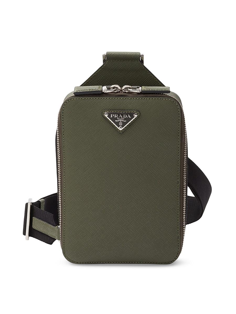 Mens Saffiano Leather Sling Backpack Product Image