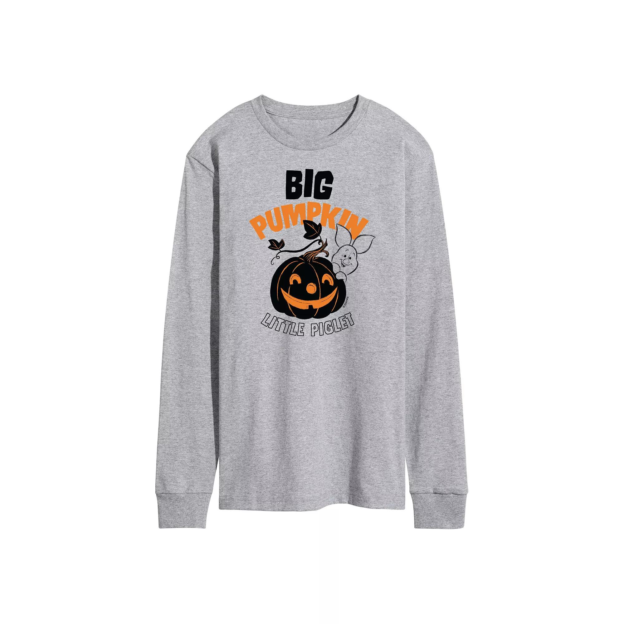 Disney's Winnie the Pooh Men's Big Pumpkin, Little Pig Long Sleeve Graphic Tee,  Product Image