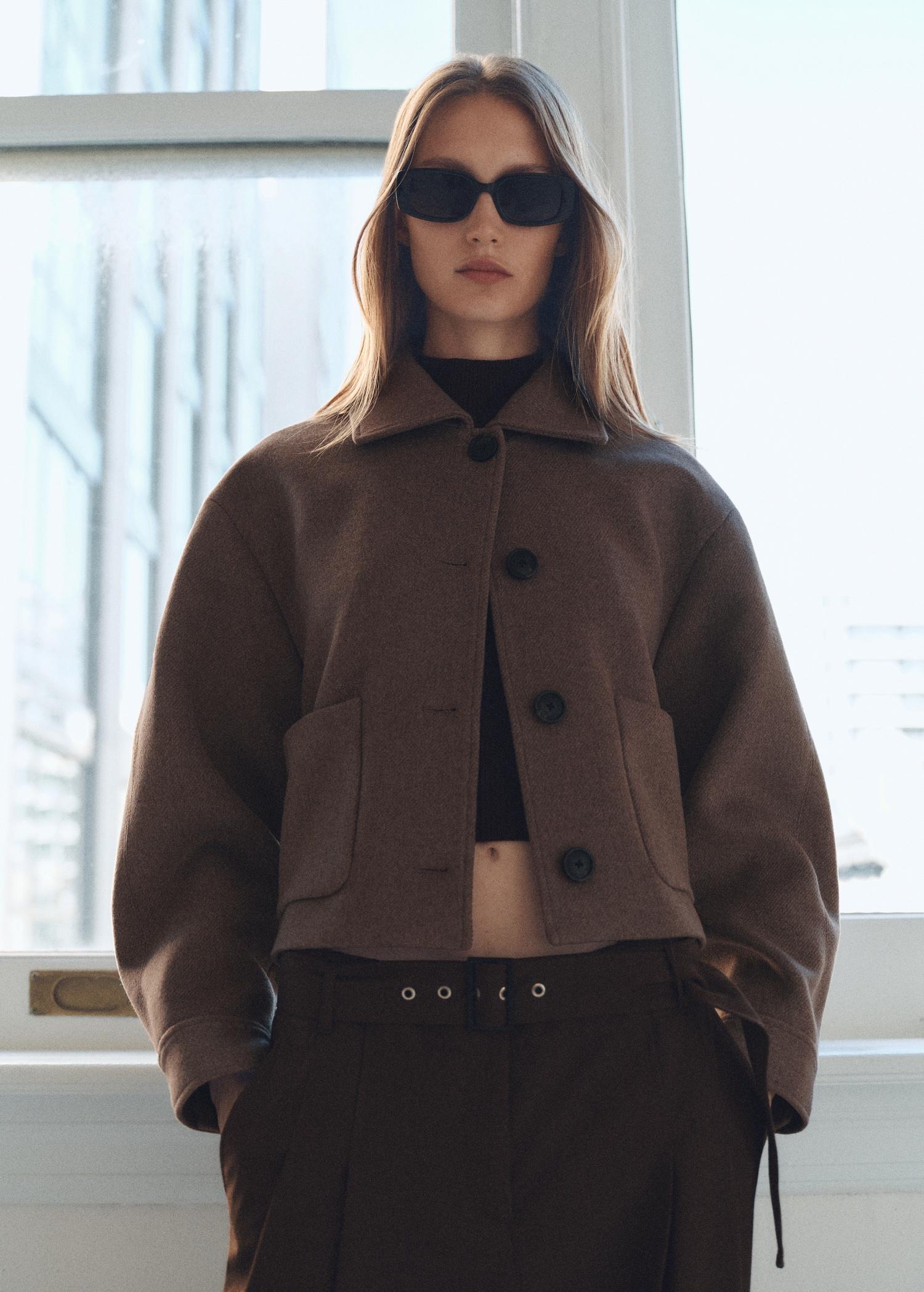 Wool jacket with pockets - Women | MANGO USA Product Image